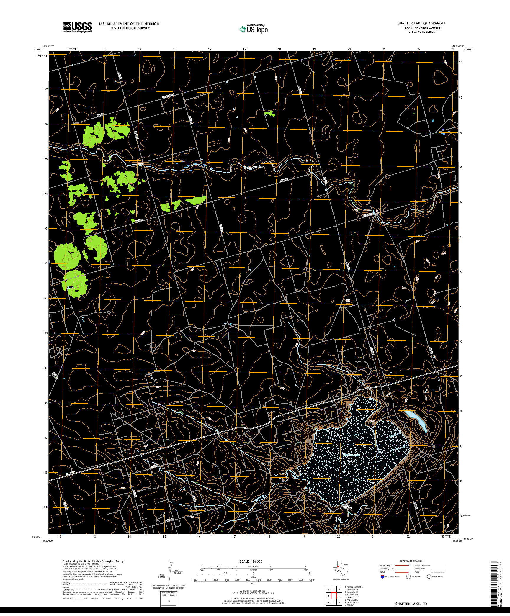 USGS US TOPO 7.5-MINUTE MAP FOR SHAFTER LAKE, TX 2019