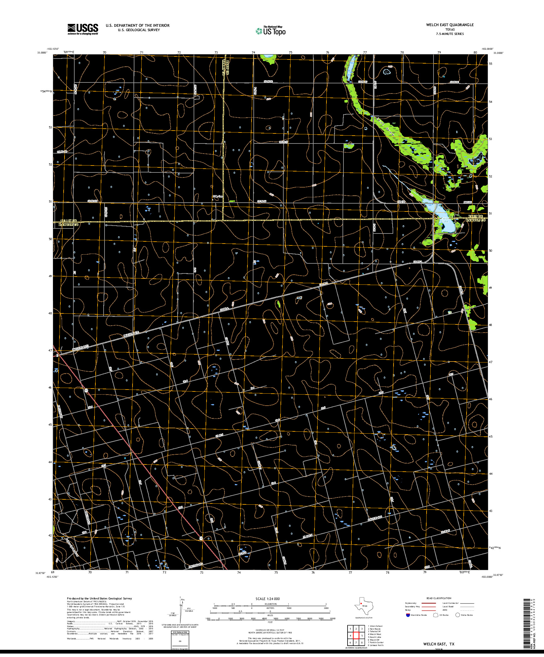 USGS US TOPO 7.5-MINUTE MAP FOR WELCH EAST, TX 2019