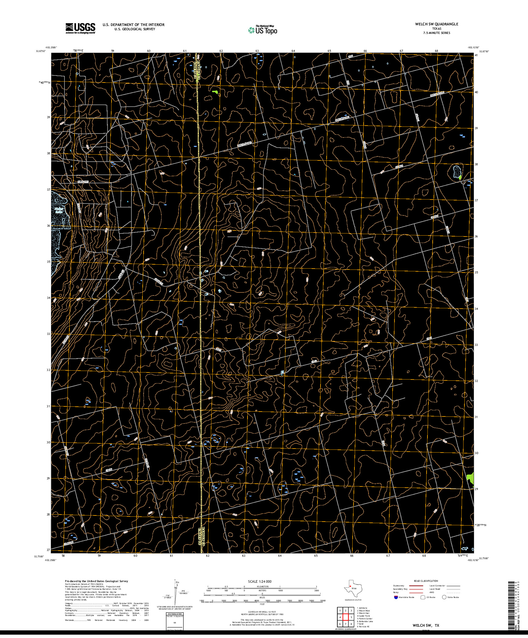 USGS US TOPO 7.5-MINUTE MAP FOR WELCH SW, TX 2019