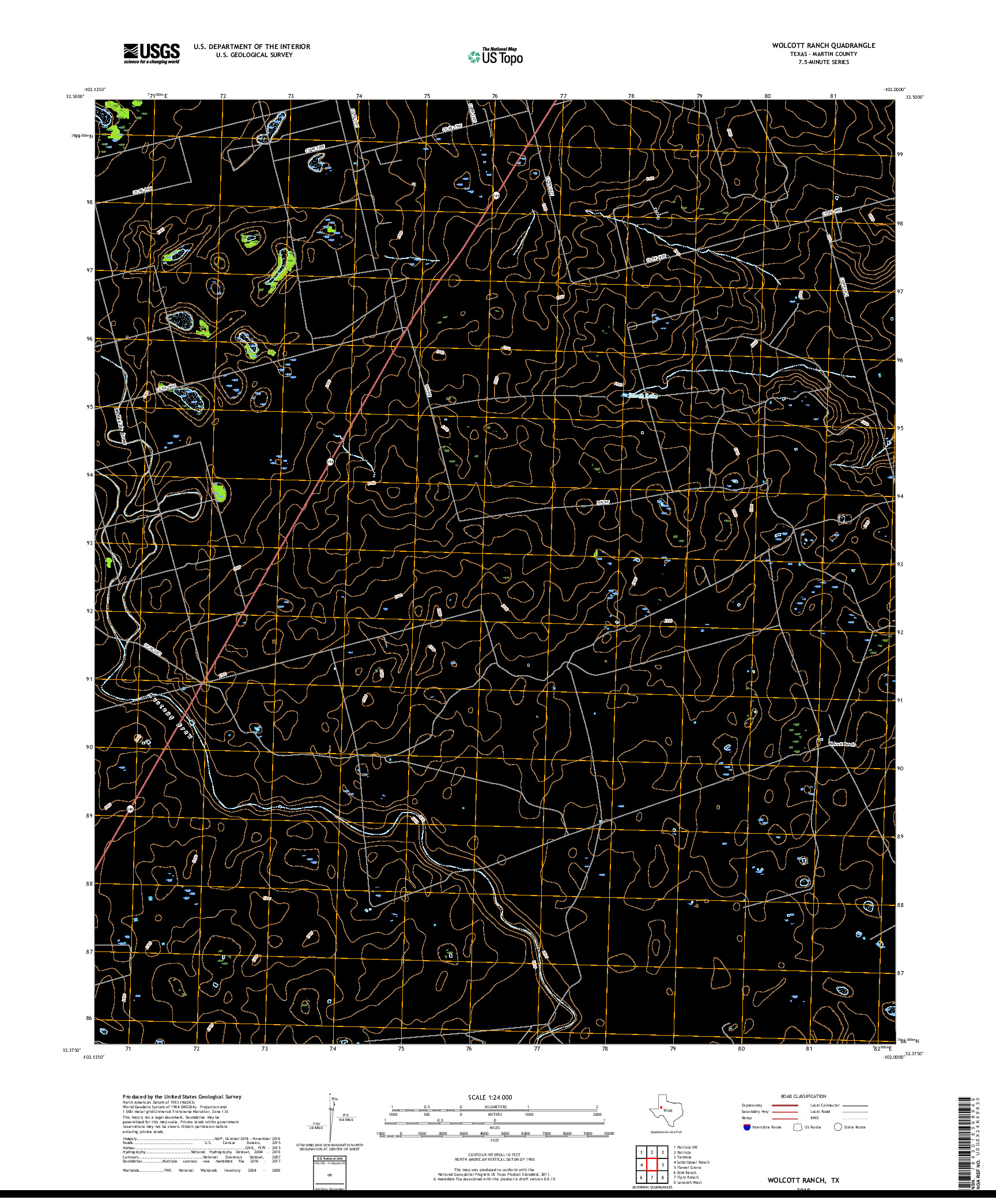 USGS US TOPO 7.5-MINUTE MAP FOR WOLCOTT RANCH, TX 2019