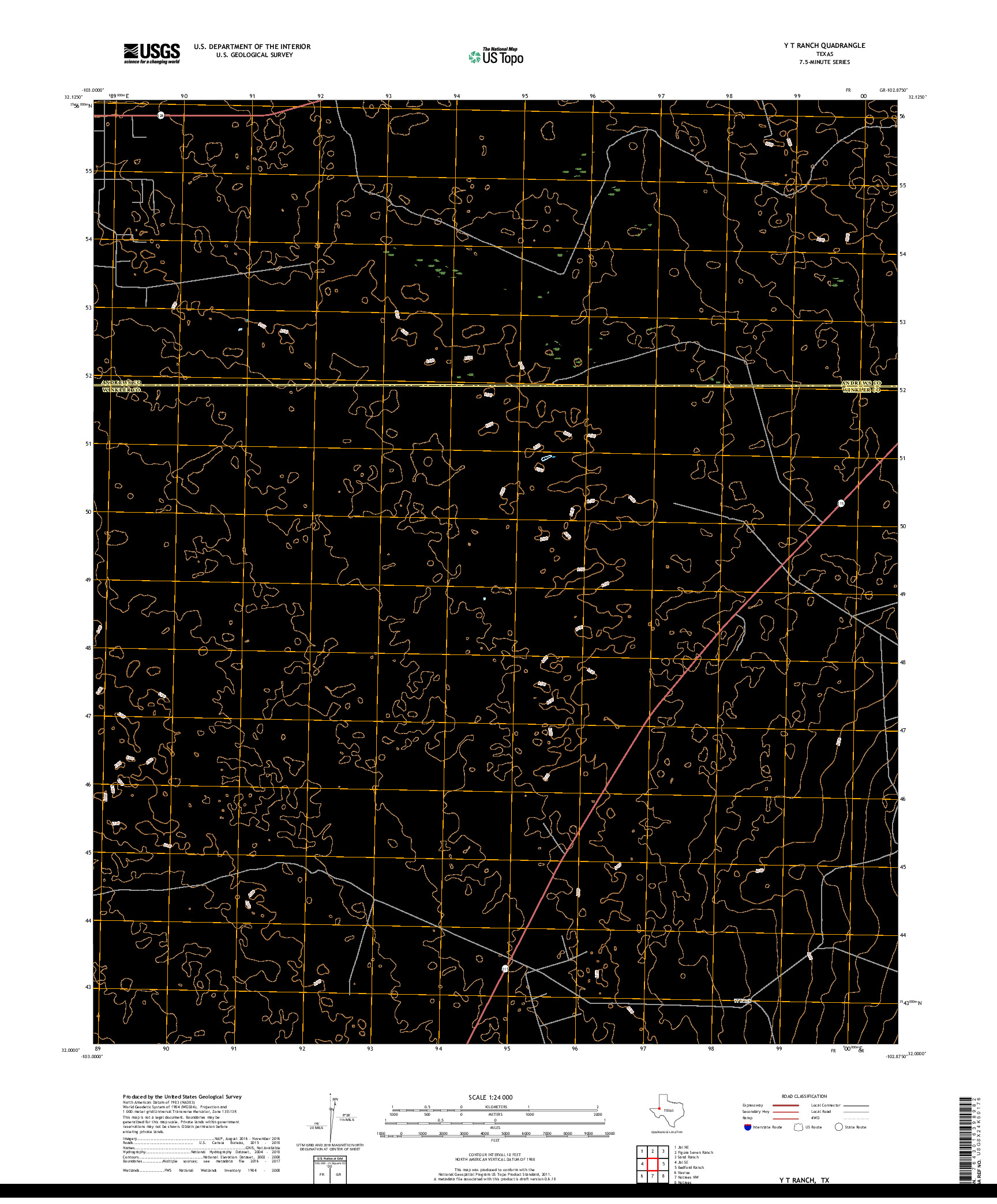 USGS US TOPO 7.5-MINUTE MAP FOR Y T RANCH, TX 2019