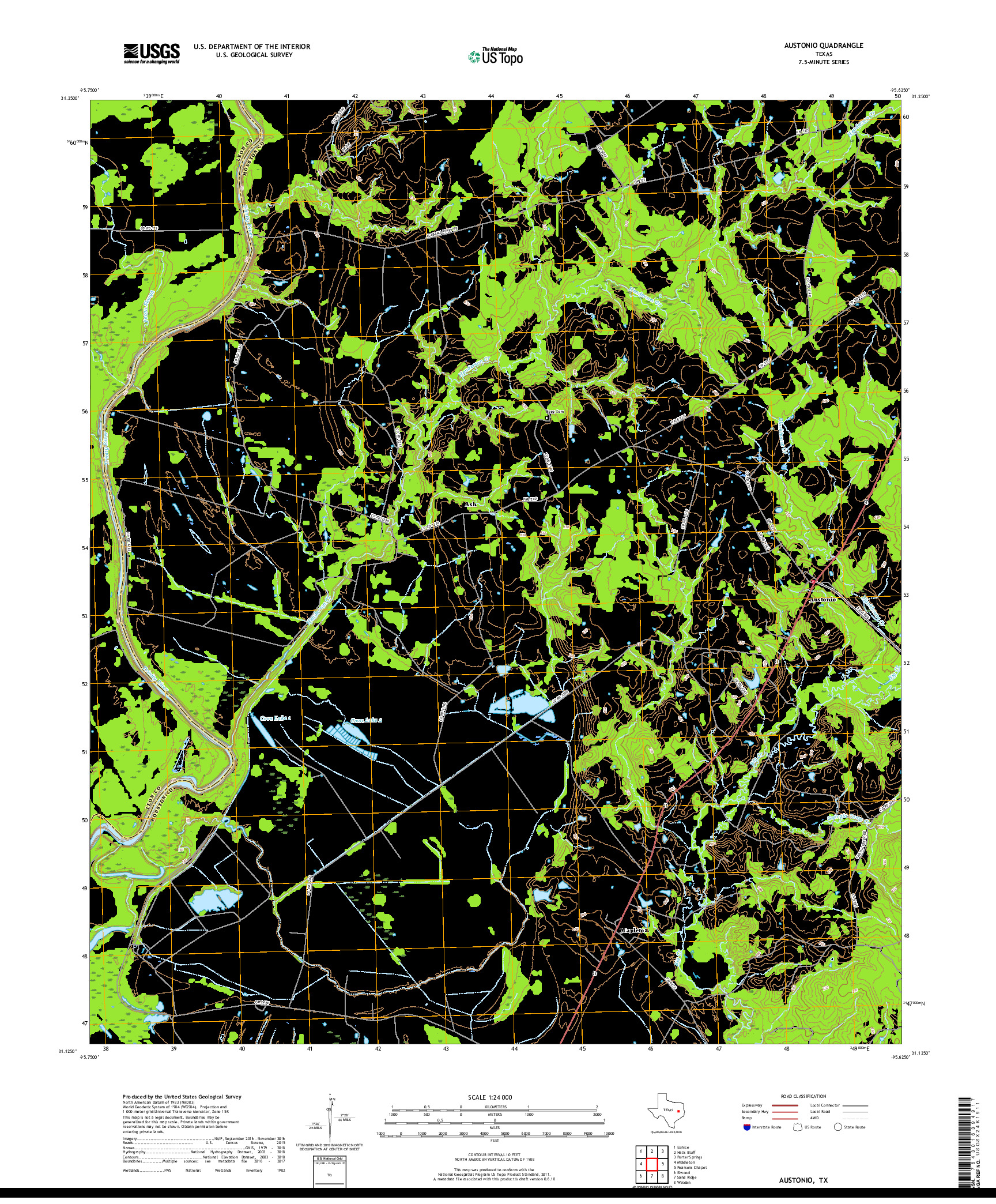 USGS US TOPO 7.5-MINUTE MAP FOR AUSTONIO, TX 2019