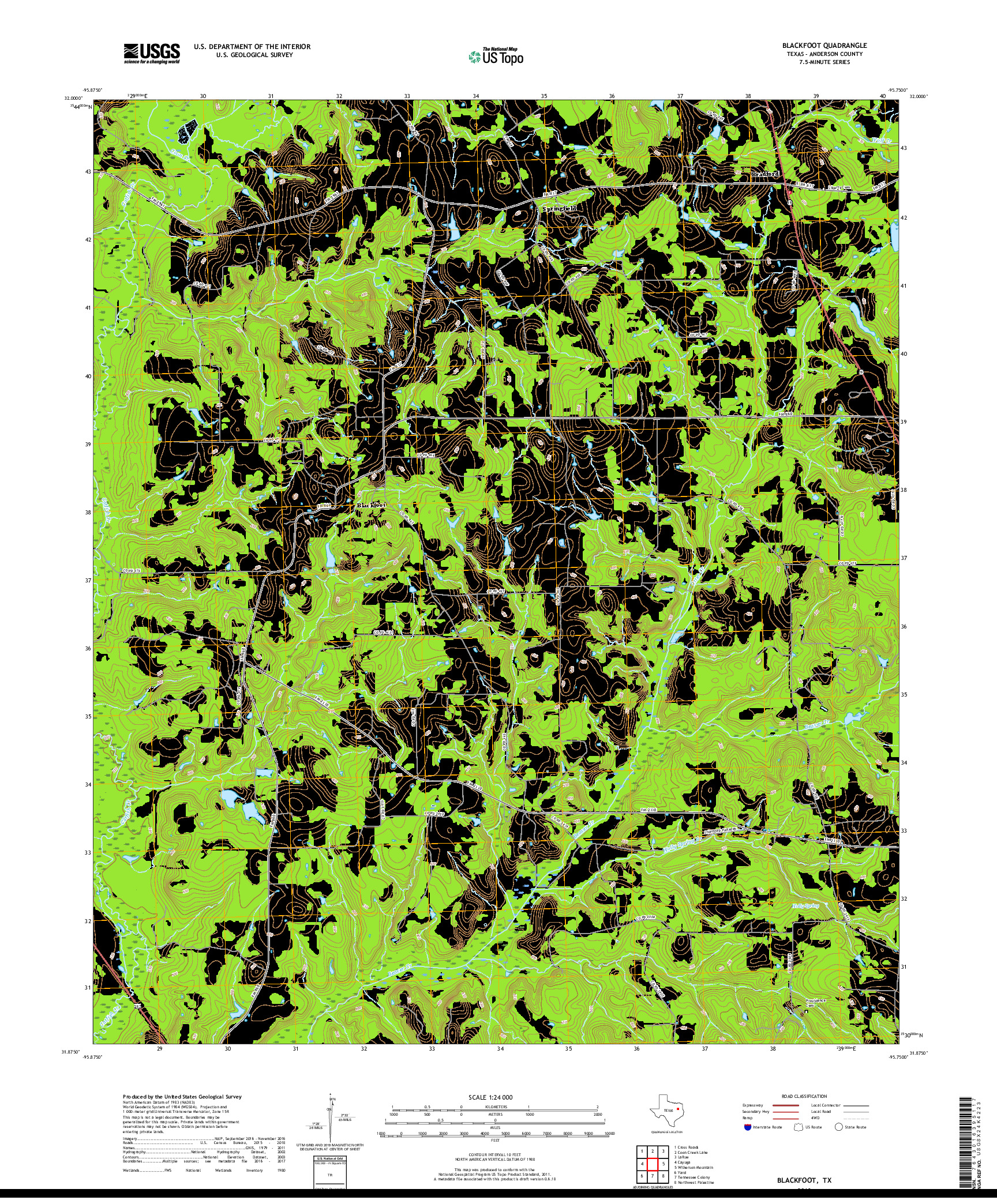 USGS US TOPO 7.5-MINUTE MAP FOR BLACKFOOT, TX 2019