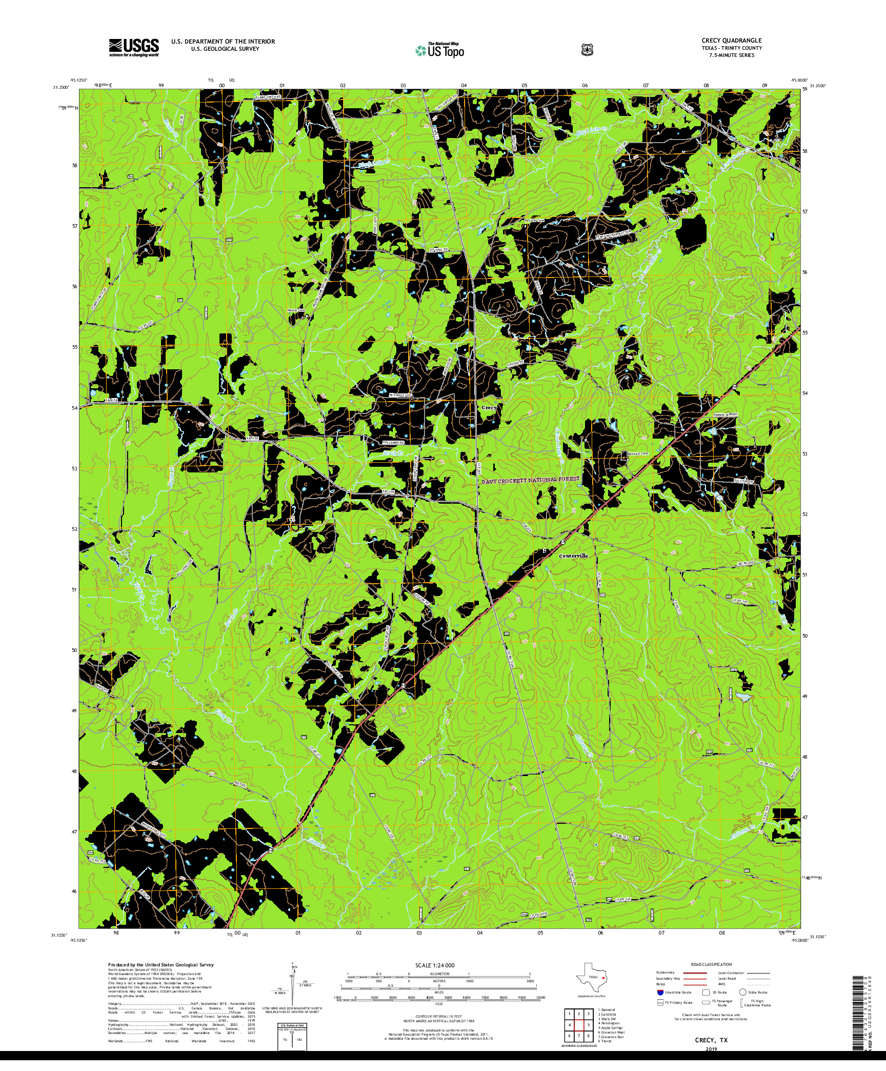 USGS US TOPO 7.5-MINUTE MAP FOR CRECY, TX 2019