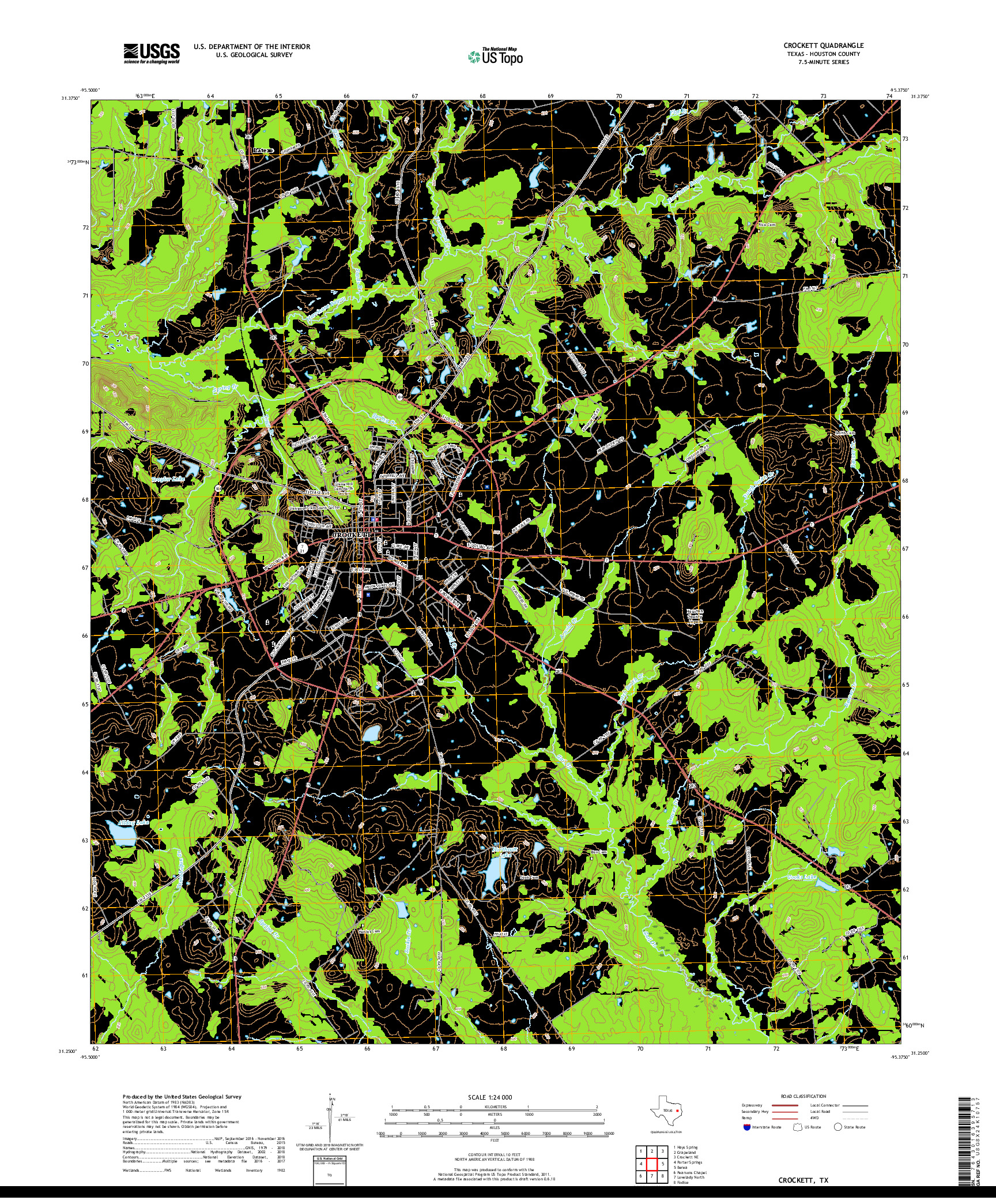 USGS US TOPO 7.5-MINUTE MAP FOR CROCKETT, TX 2019