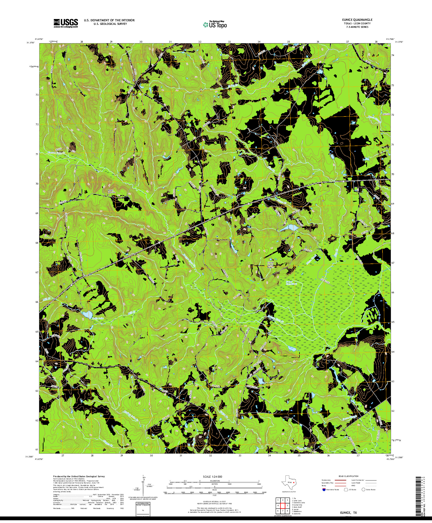 USGS US TOPO 7.5-MINUTE MAP FOR EUNICE, TX 2019