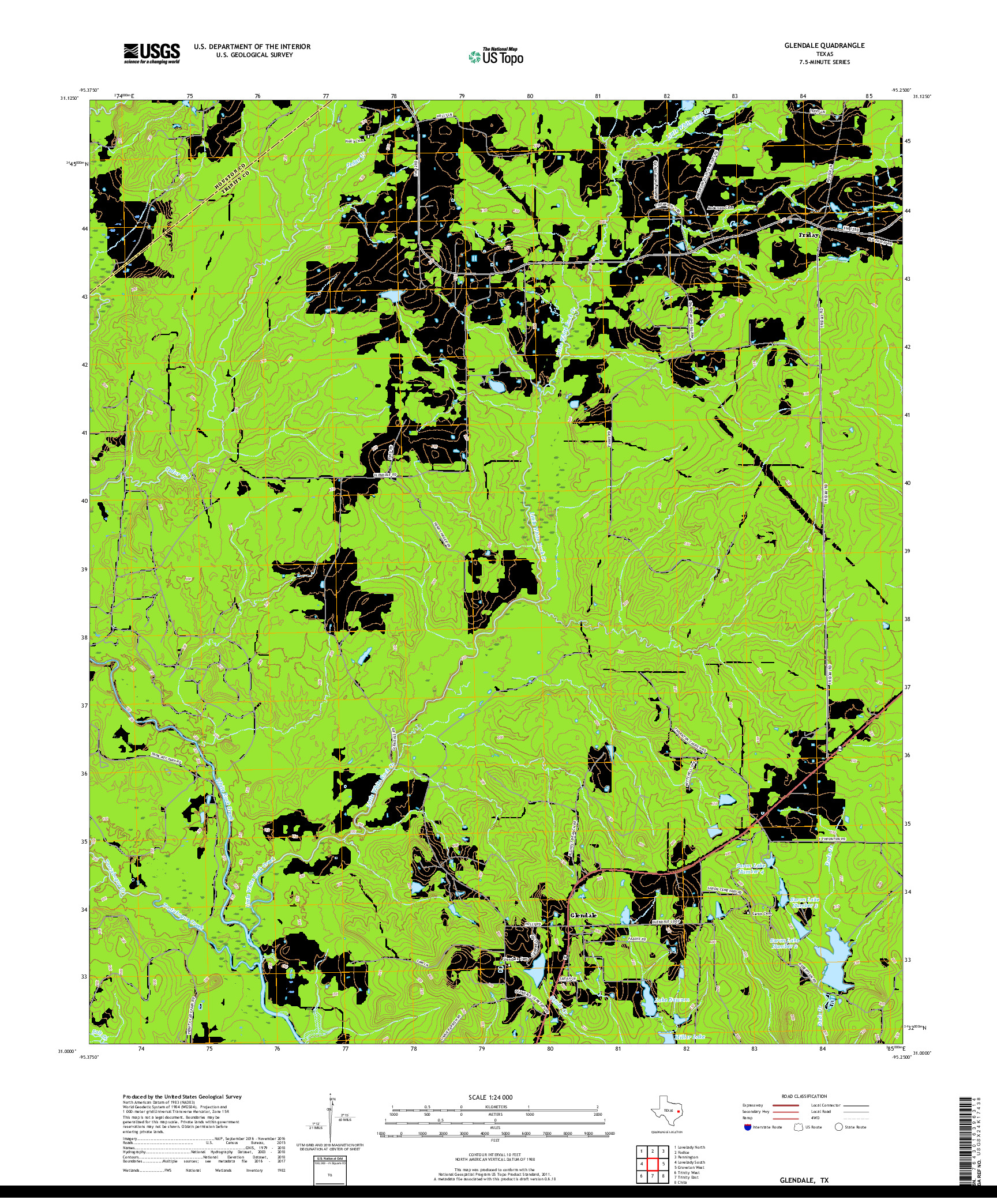 USGS US TOPO 7.5-MINUTE MAP FOR GLENDALE, TX 2019