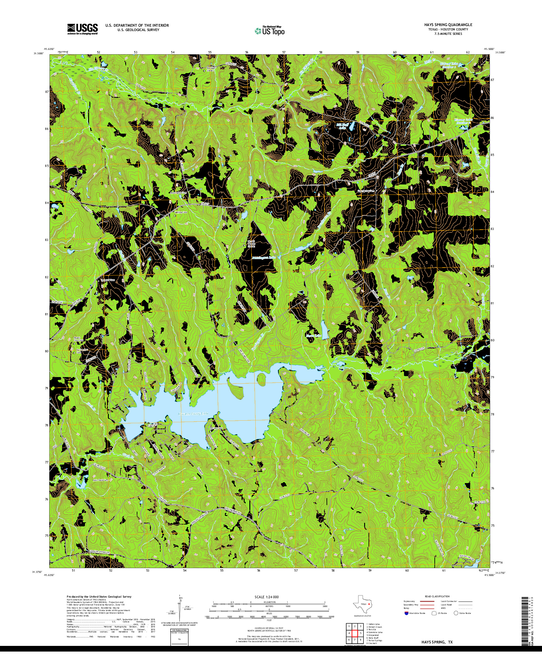 USGS US TOPO 7.5-MINUTE MAP FOR HAYS SPRING, TX 2019