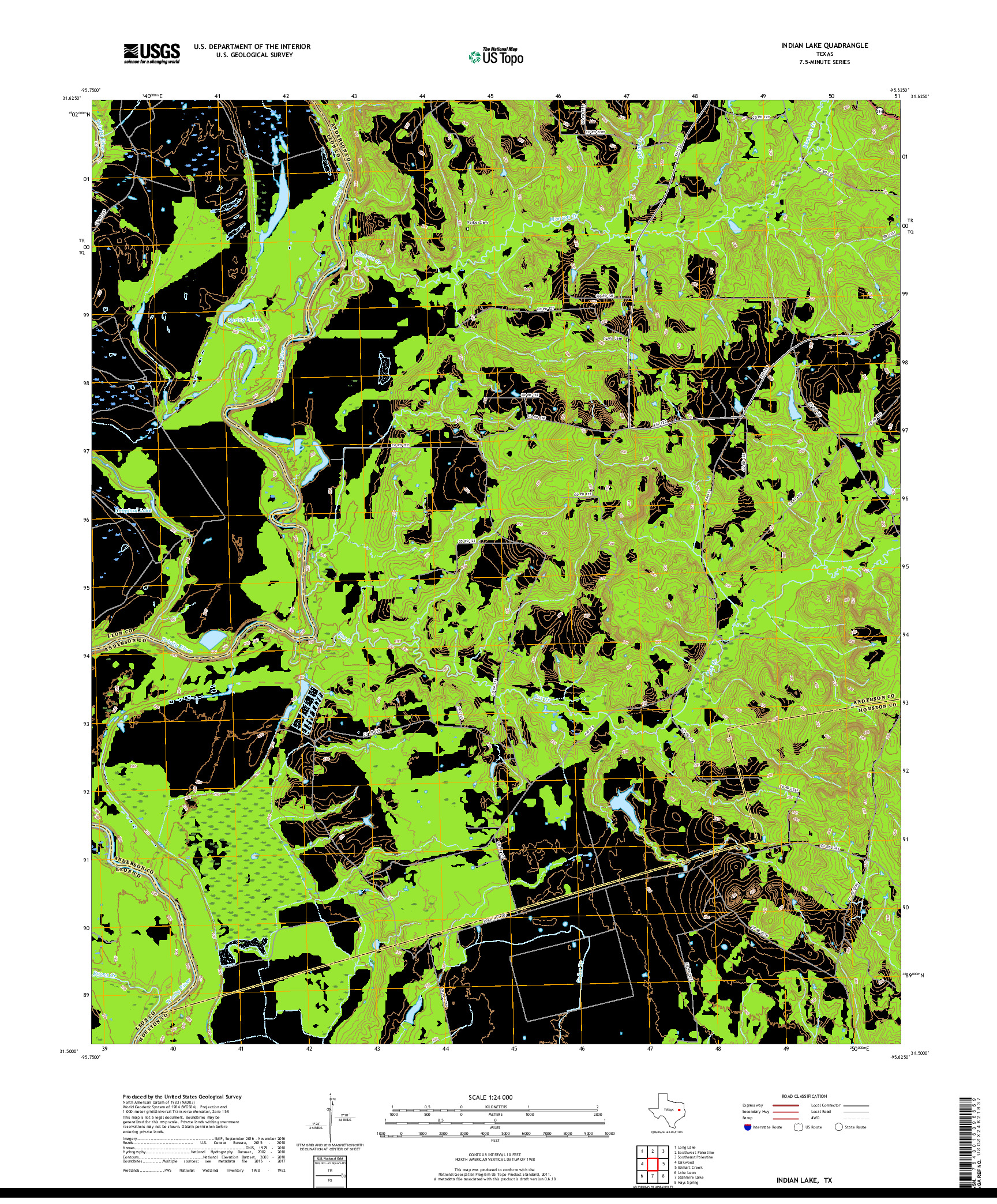 USGS US TOPO 7.5-MINUTE MAP FOR INDIAN LAKE, TX 2019