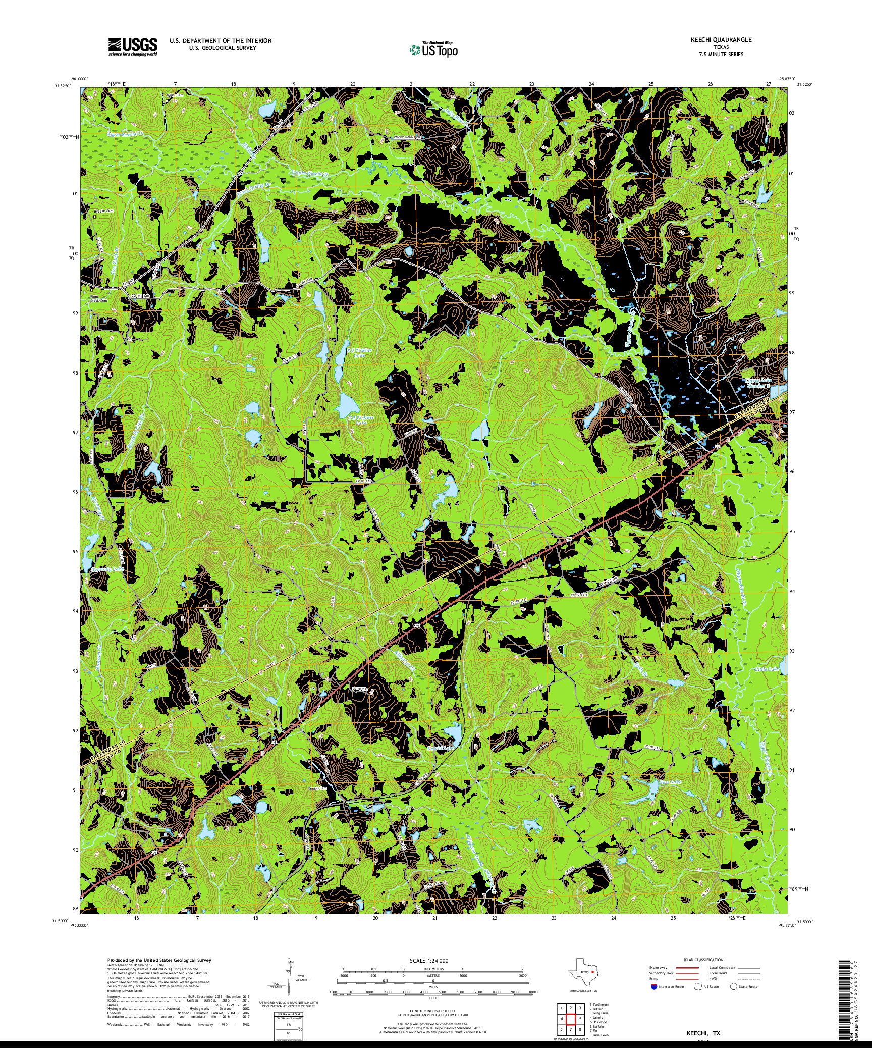 USGS US TOPO 7.5-MINUTE MAP FOR KEECHI, TX 2019