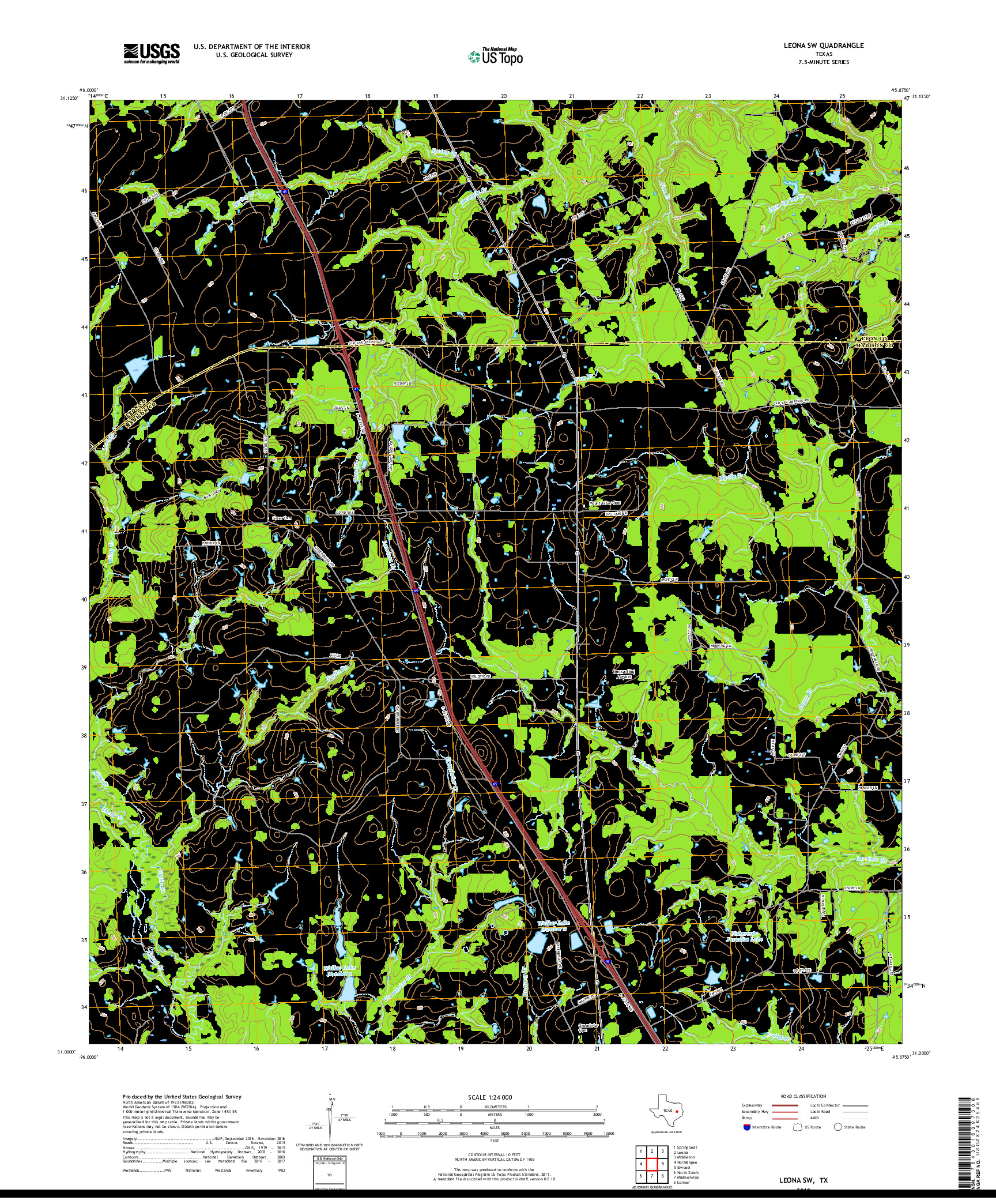 USGS US TOPO 7.5-MINUTE MAP FOR LEONA SW, TX 2019