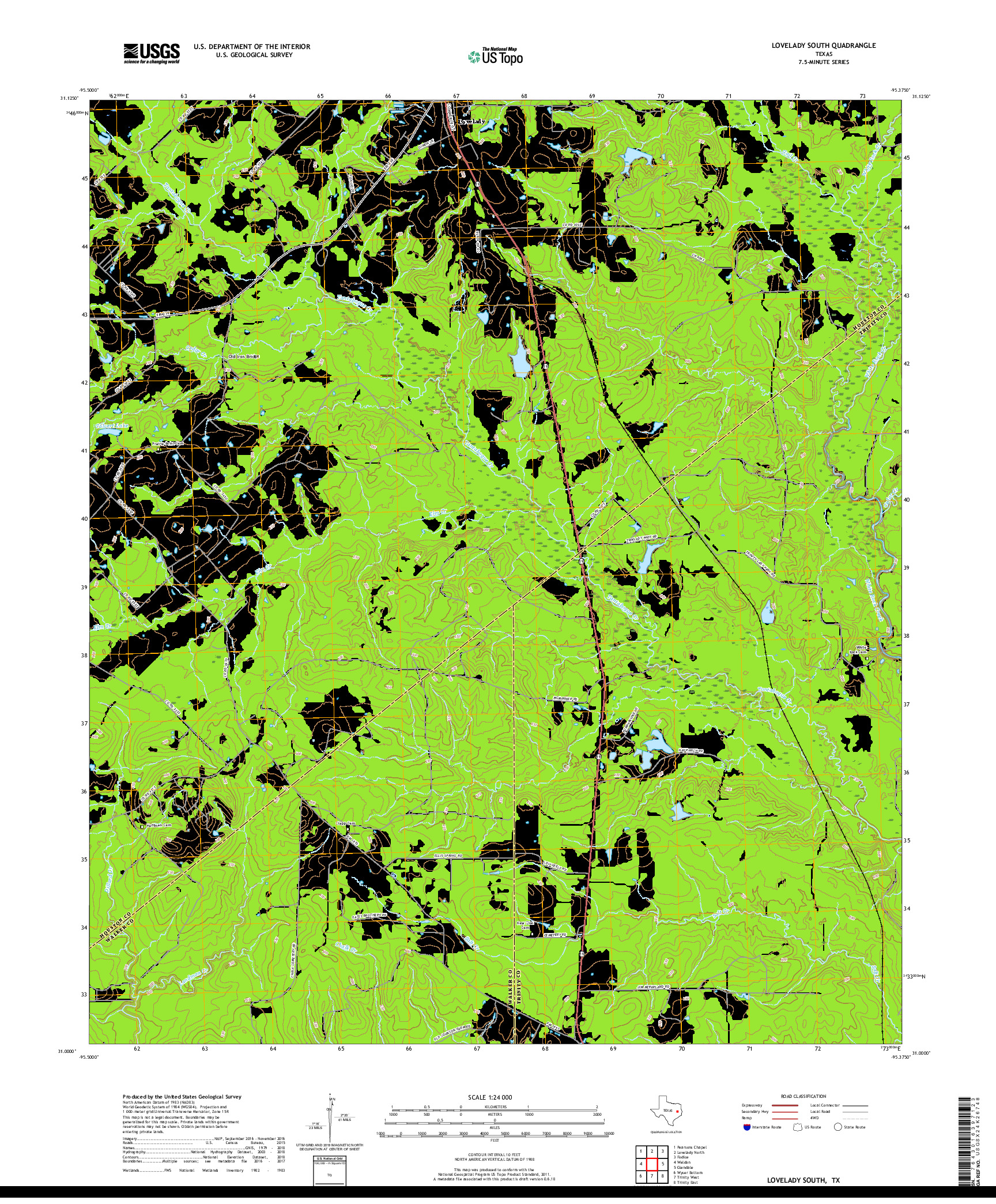 USGS US TOPO 7.5-MINUTE MAP FOR LOVELADY SOUTH, TX 2019