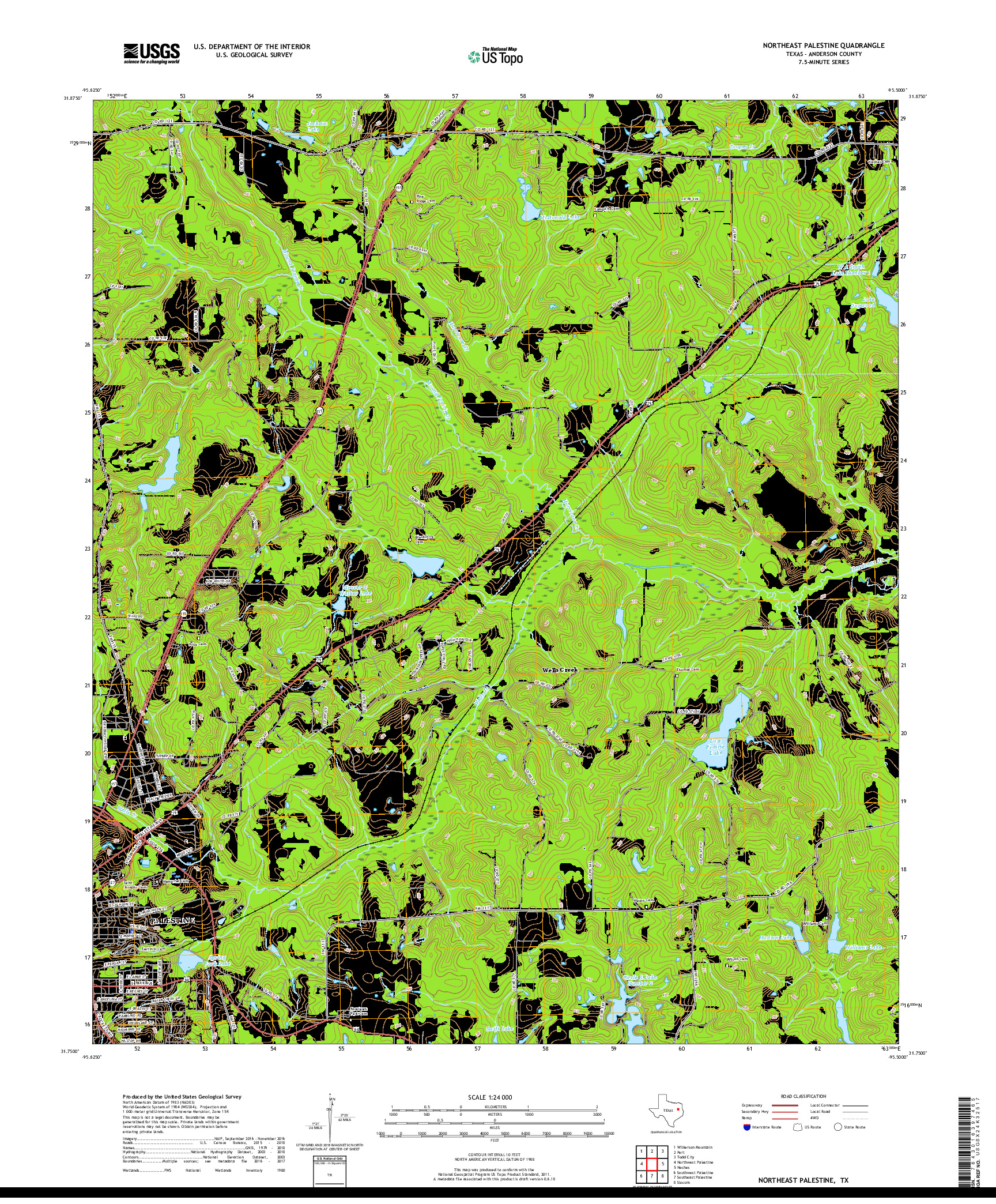 USGS US TOPO 7.5-MINUTE MAP FOR NORTHEAST PALESTINE, TX 2019