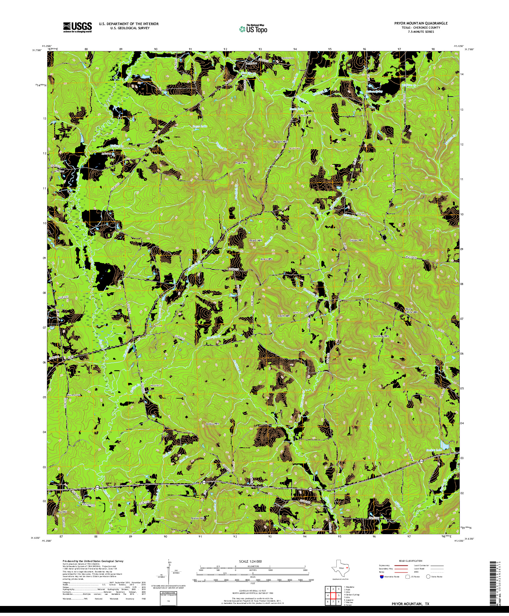 USGS US TOPO 7.5-MINUTE MAP FOR PRYOR MOUNTAIN, TX 2019