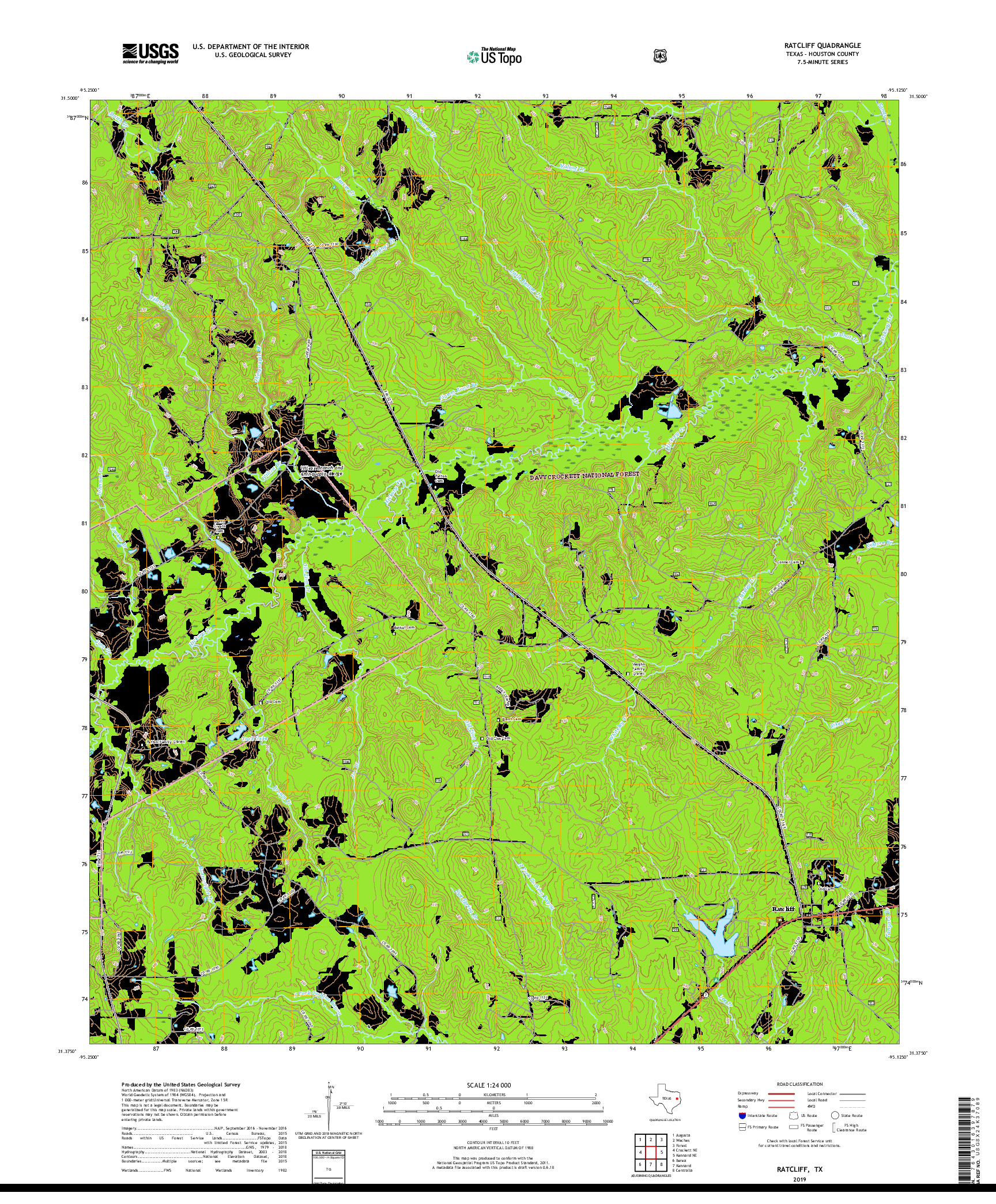 USGS US TOPO 7.5-MINUTE MAP FOR RATCLIFF, TX 2019