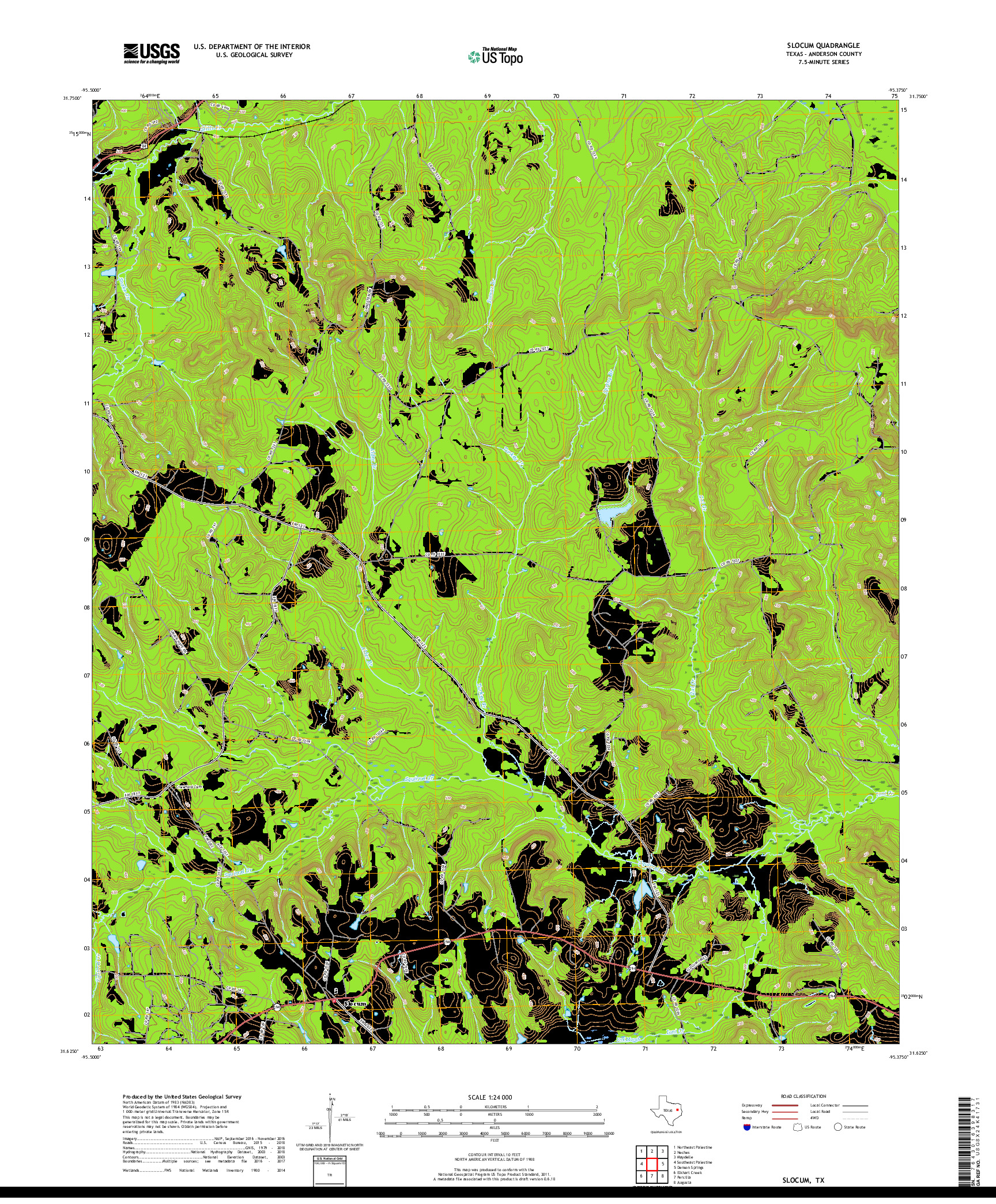 USGS US TOPO 7.5-MINUTE MAP FOR SLOCUM, TX 2019