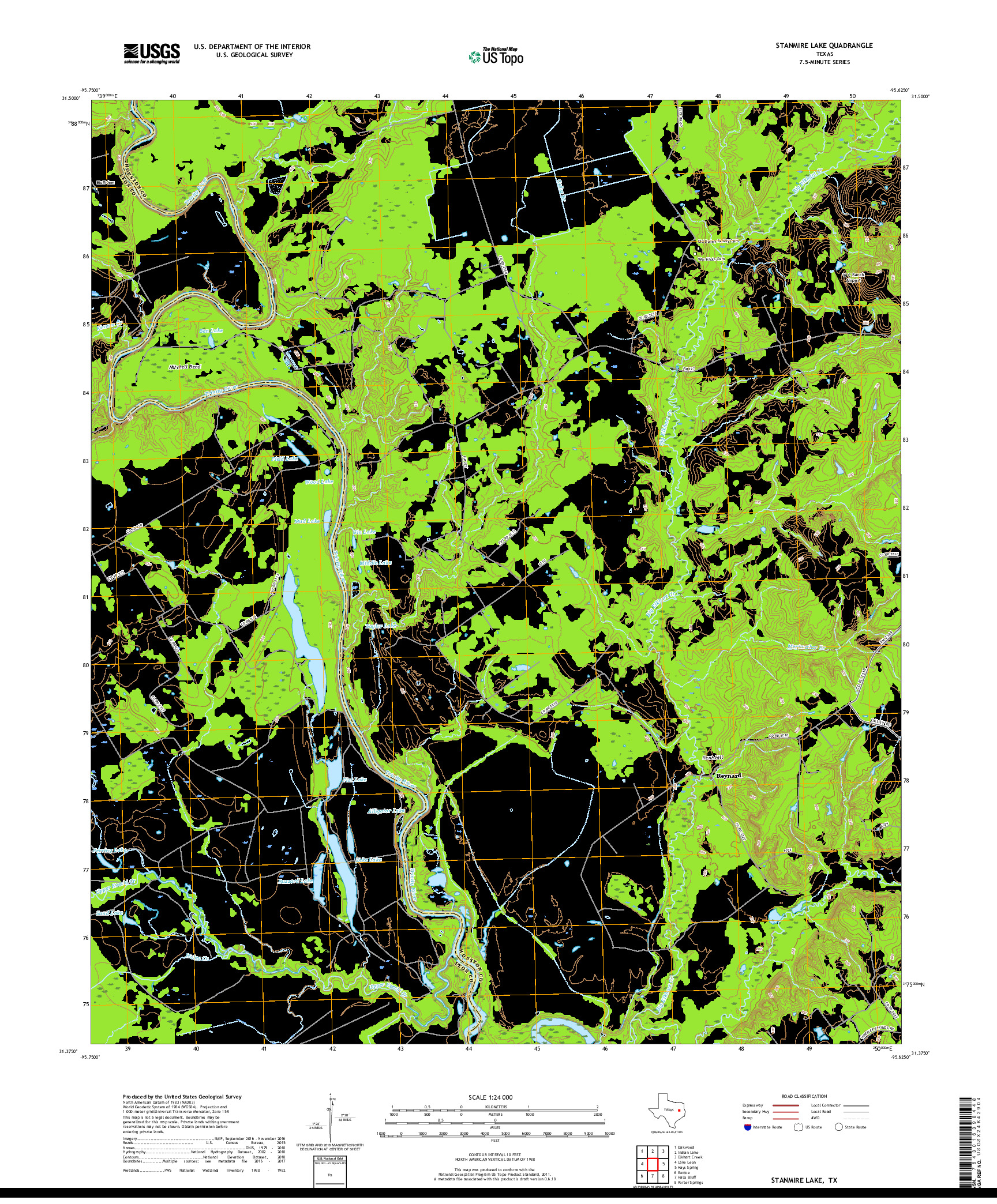 USGS US TOPO 7.5-MINUTE MAP FOR STANMIRE LAKE, TX 2019