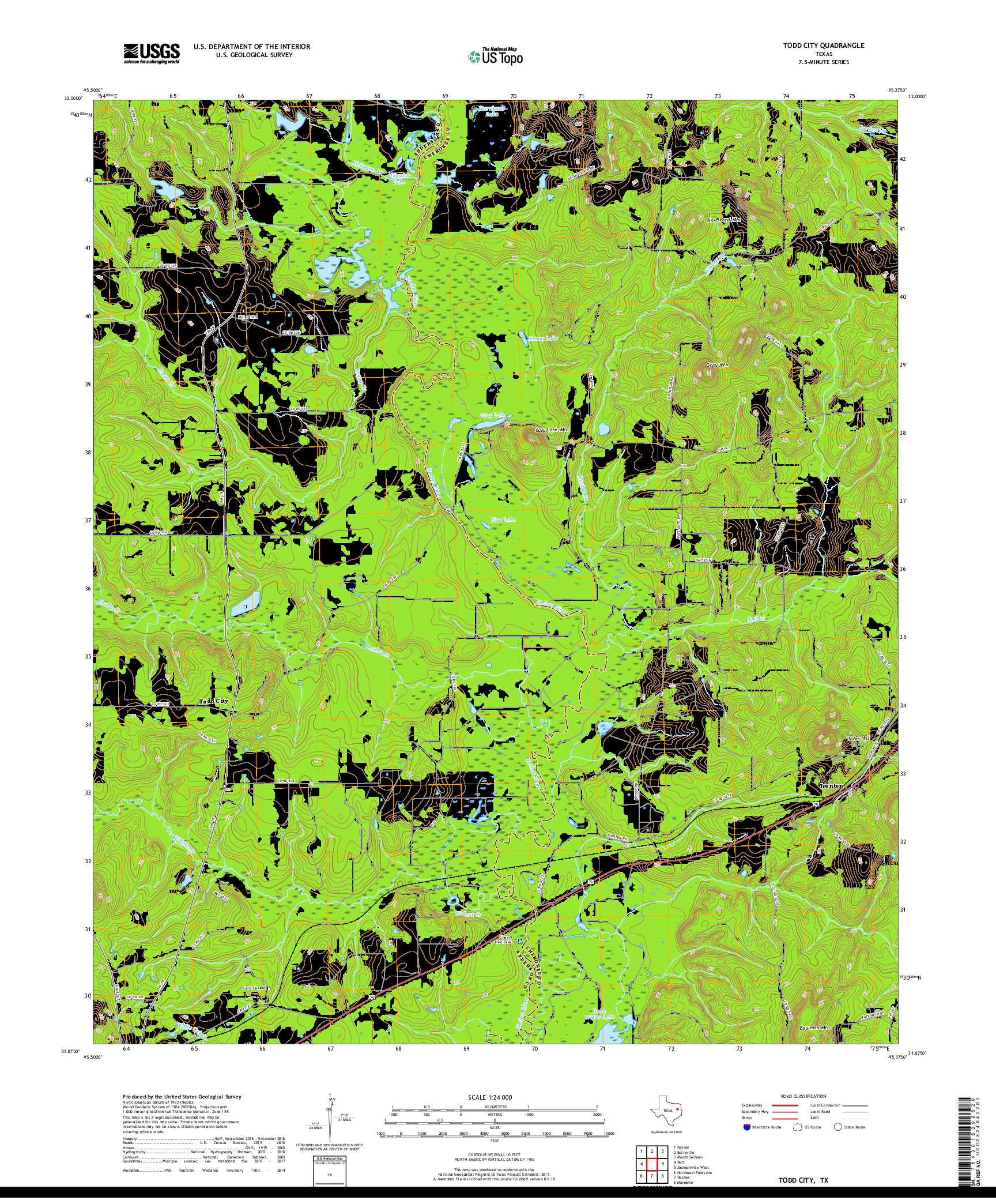 USGS US TOPO 7.5-MINUTE MAP FOR TODD CITY, TX 2019