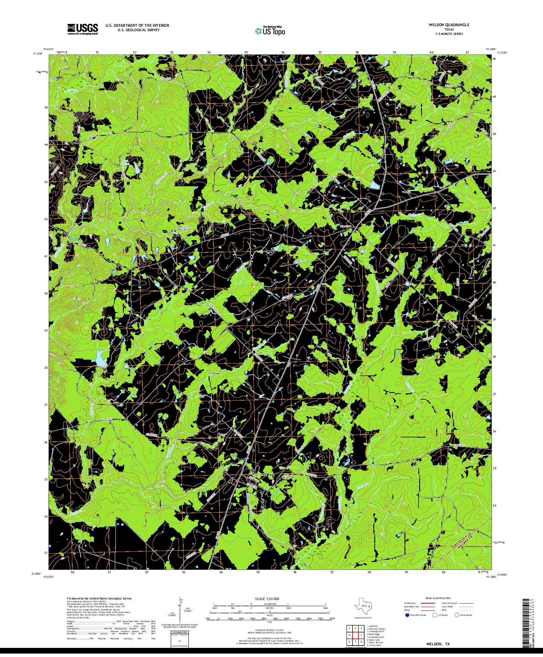 USGS US TOPO 7.5-MINUTE MAP FOR WELDON, TX 2019