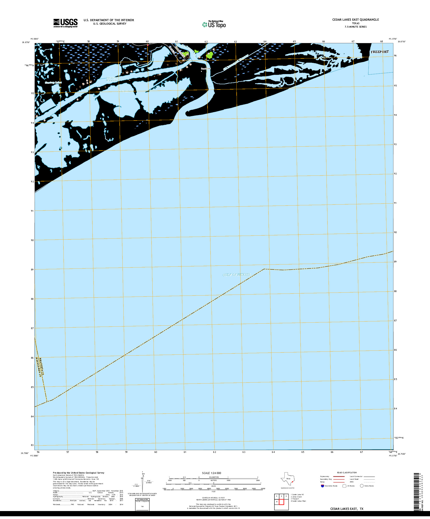 USGS US TOPO 7.5-MINUTE MAP FOR CEDAR LAKES EAST, TX 2019