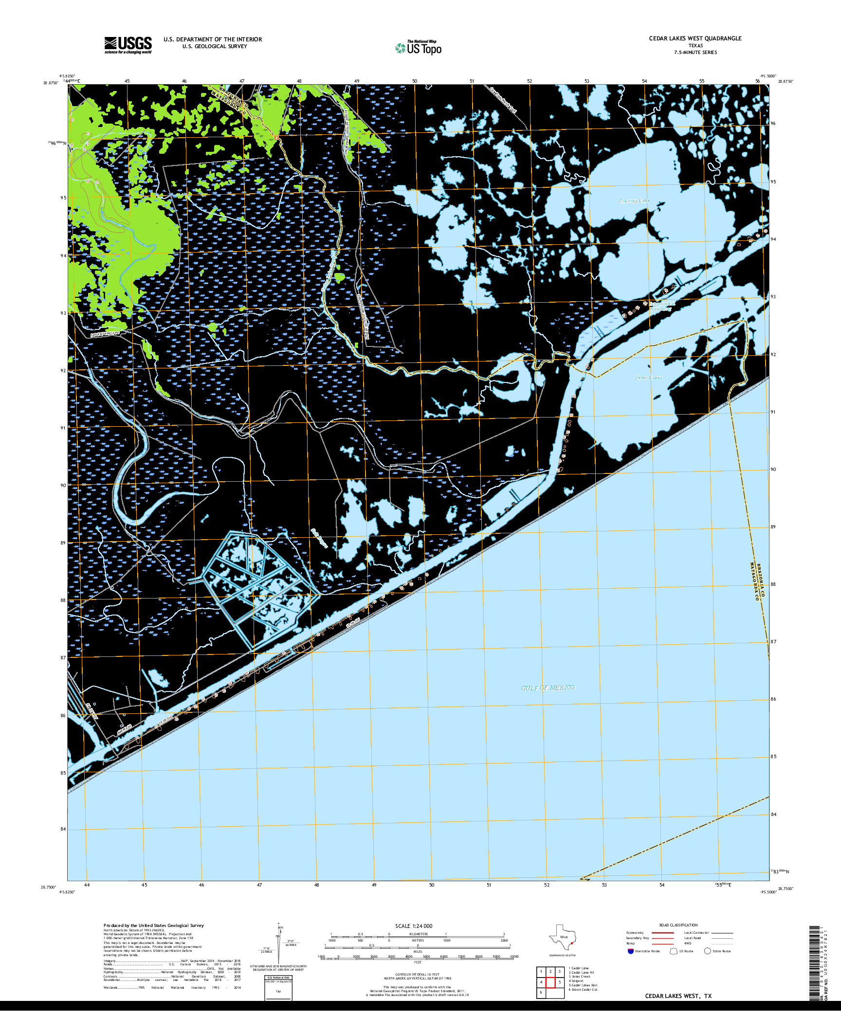 USGS US TOPO 7.5-MINUTE MAP FOR CEDAR LAKES WEST, TX 2019