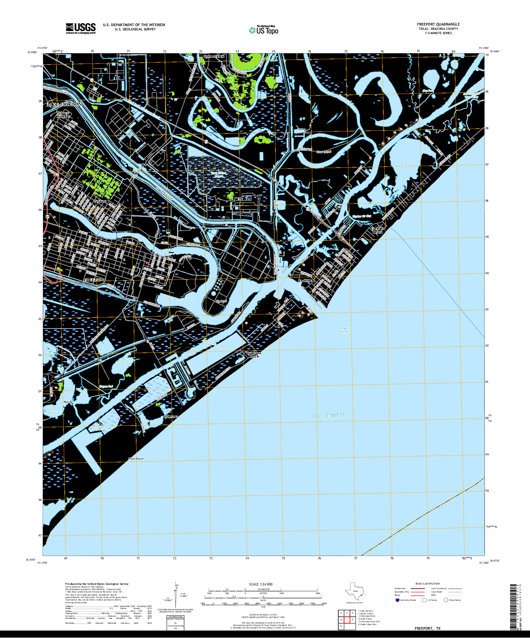 USGS US TOPO 7.5-MINUTE MAP FOR FREEPORT, TX 2019