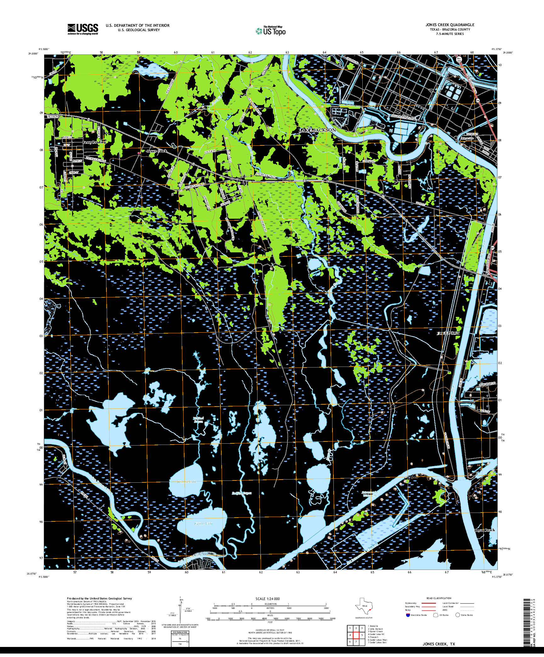 USGS US TOPO 7.5-MINUTE MAP FOR JONES CREEK, TX 2019