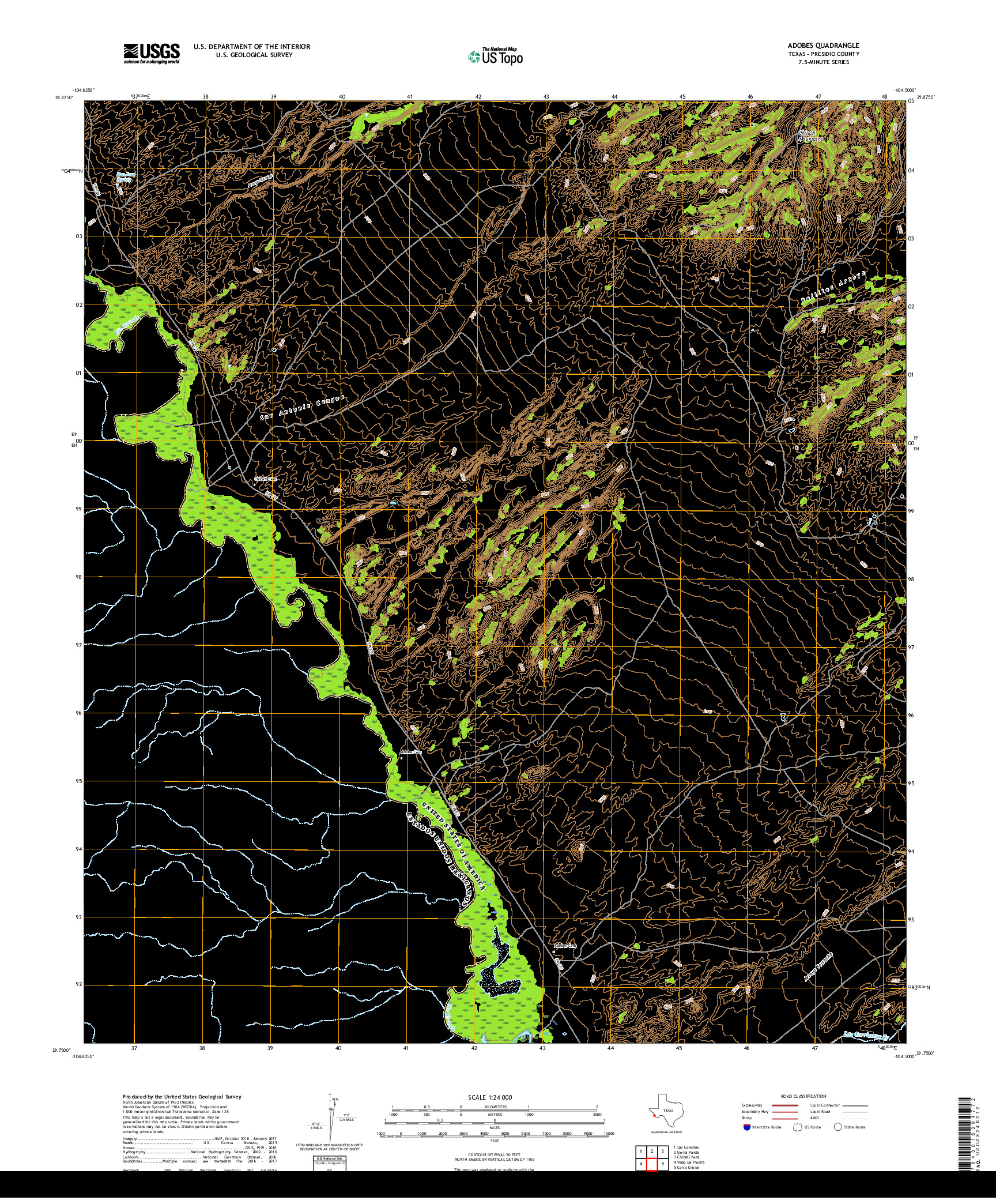 USGS US TOPO 7.5-MINUTE MAP FOR ADOBES, TX,CHH 2019