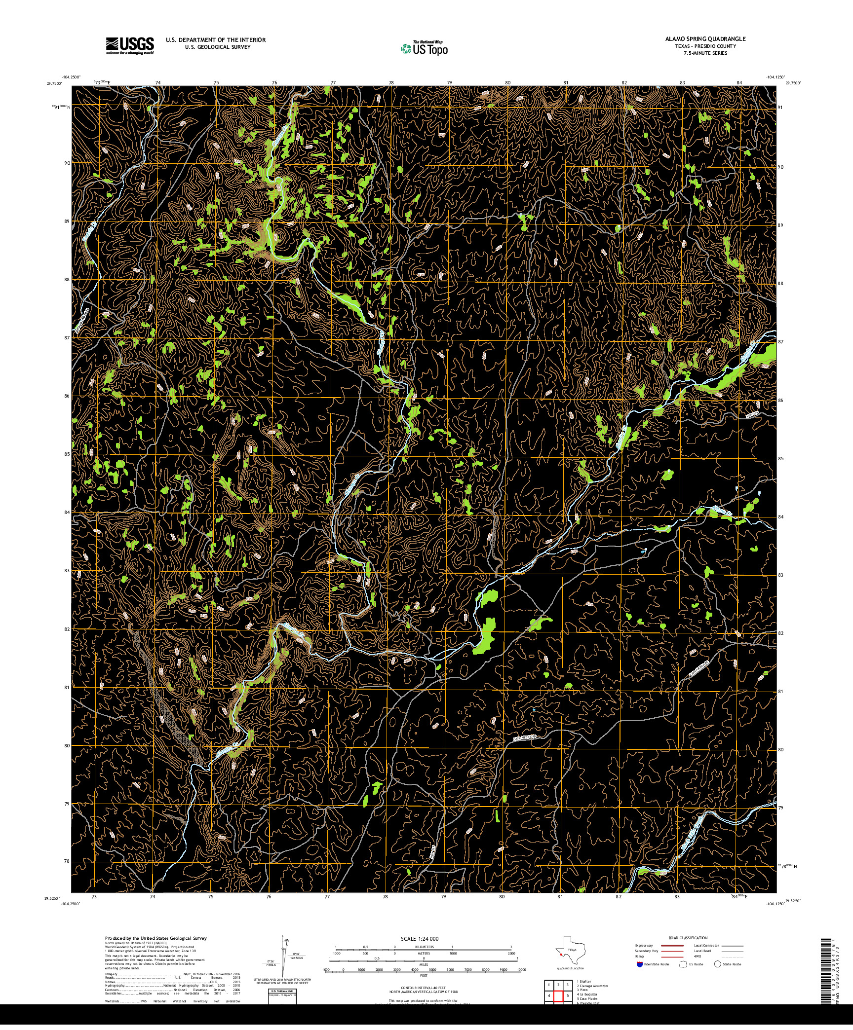 USGS US TOPO 7.5-MINUTE MAP FOR ALAMO SPRING, TX 2019