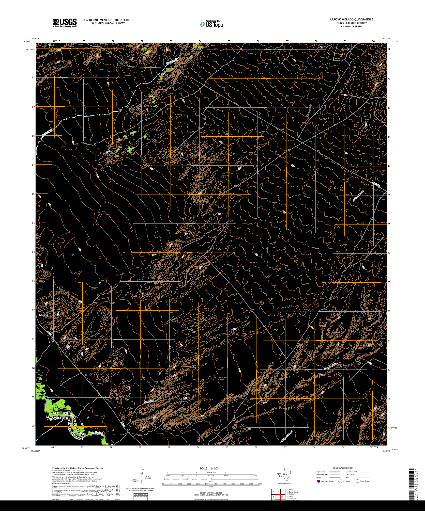 USGS US TOPO 7.5-MINUTE MAP FOR ARROYO MELADO, TX,CHH 2019