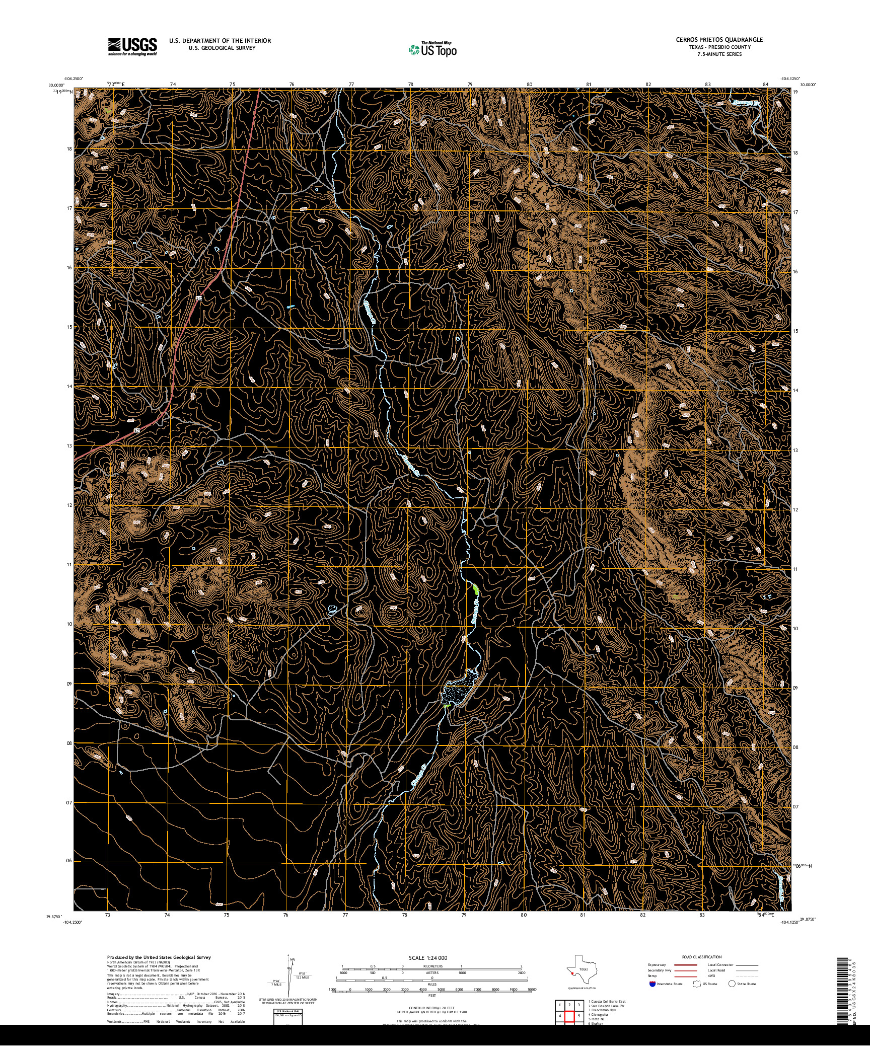 USGS US TOPO 7.5-MINUTE MAP FOR CERROS PRIETOS, TX 2019