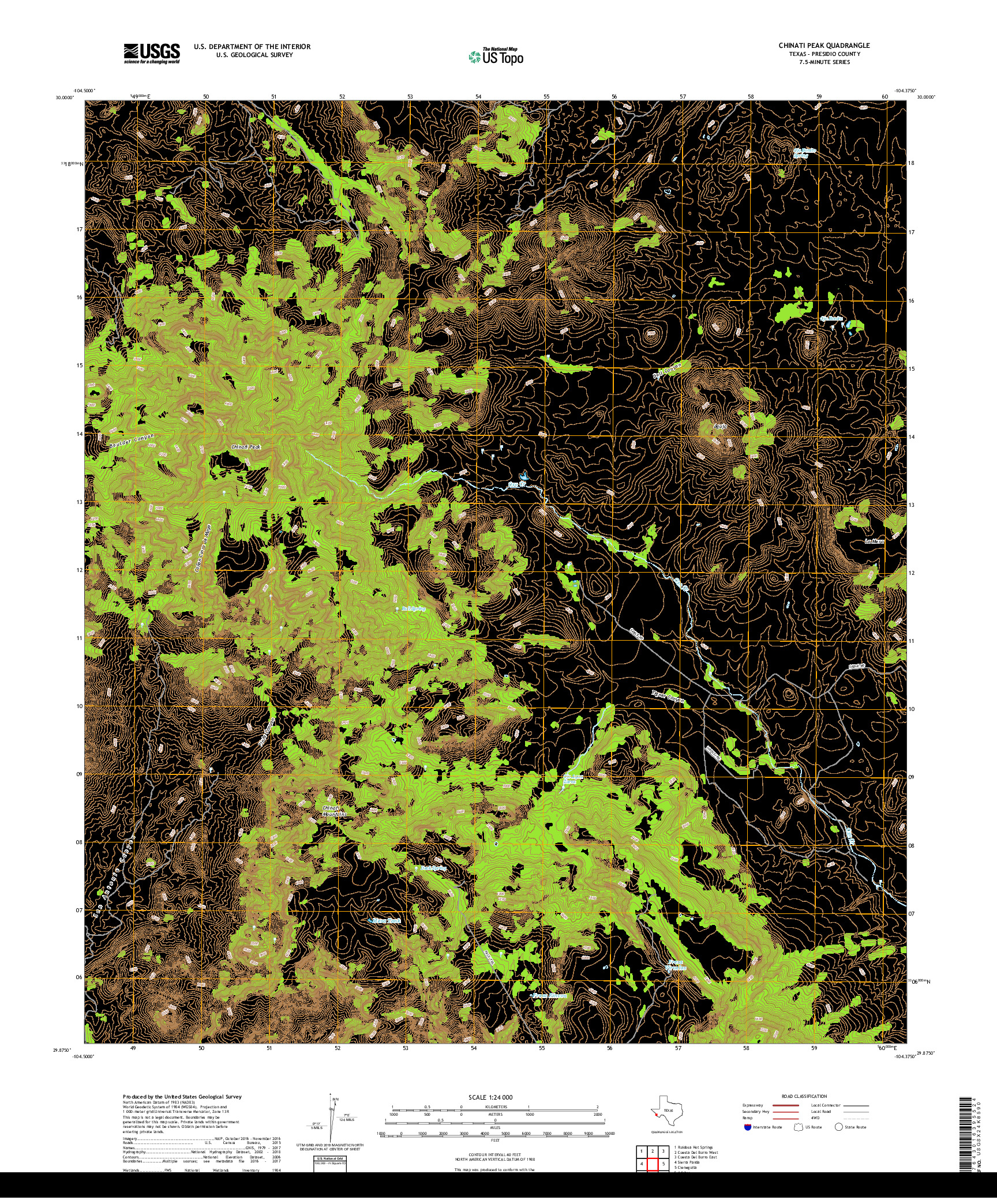 USGS US TOPO 7.5-MINUTE MAP FOR CHINATI PEAK, TX 2019