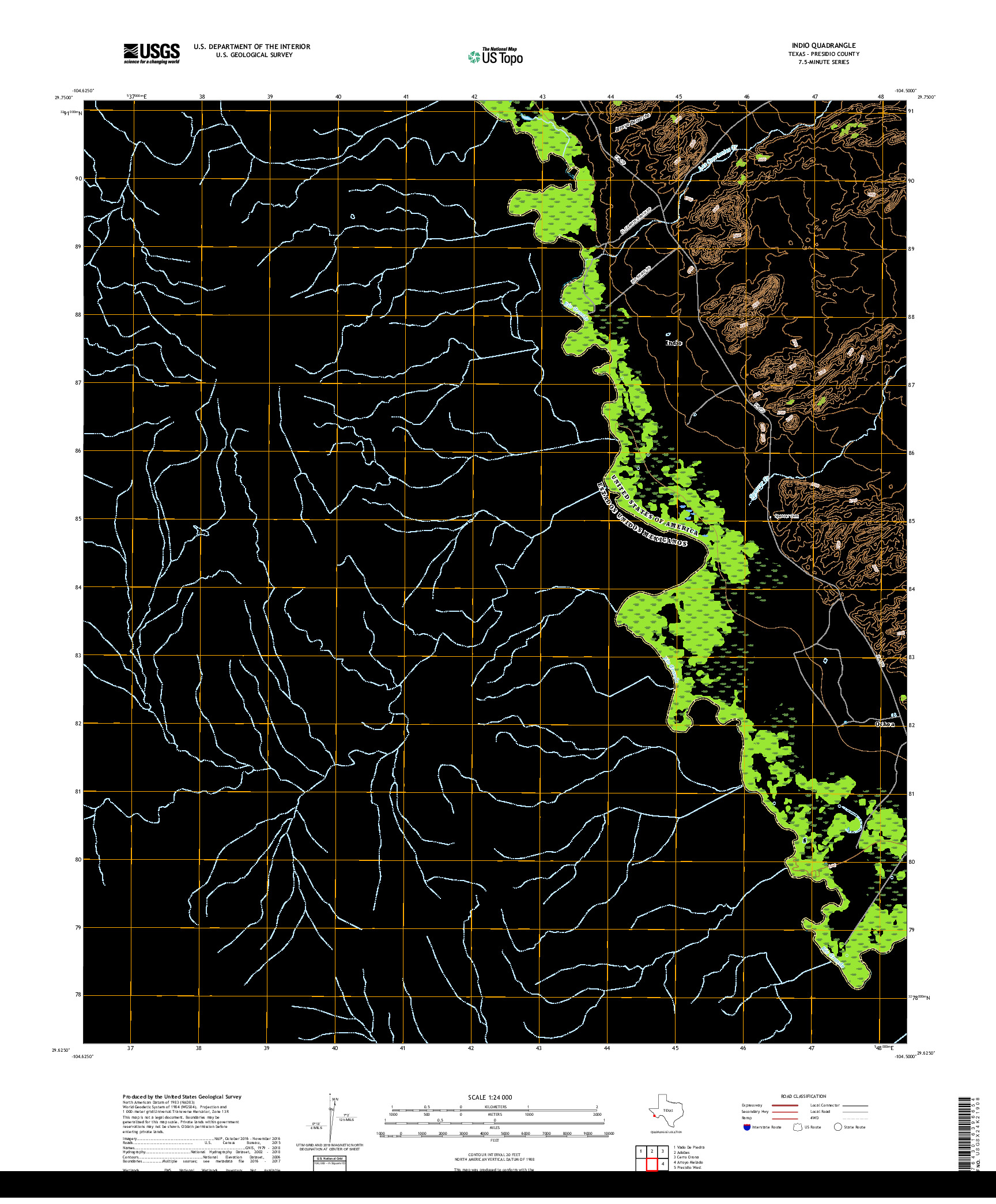 USGS US TOPO 7.5-MINUTE MAP FOR INDIO, TX,CHH 2019