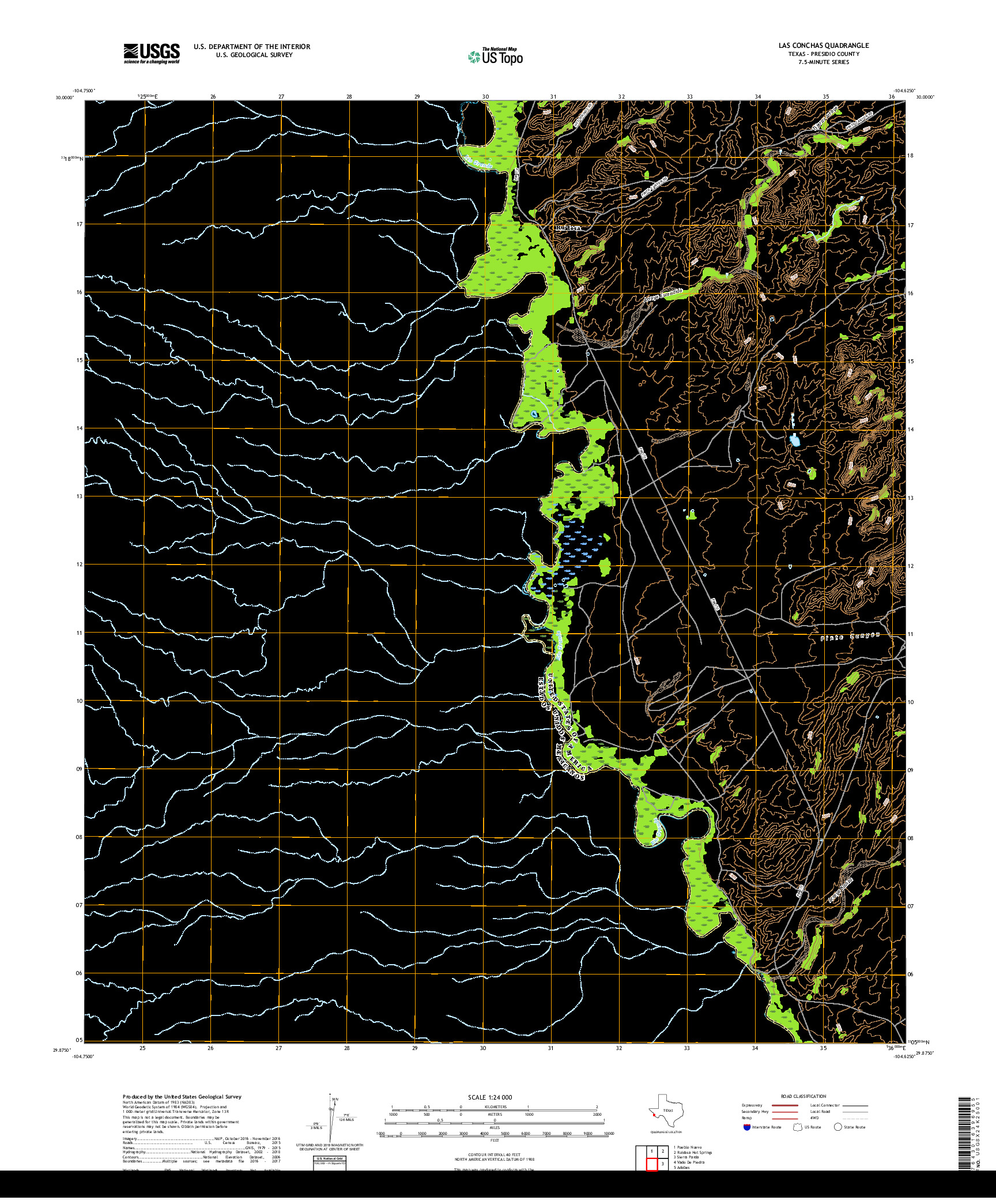 USGS US TOPO 7.5-MINUTE MAP FOR LAS CONCHAS, TX,CHH 2019