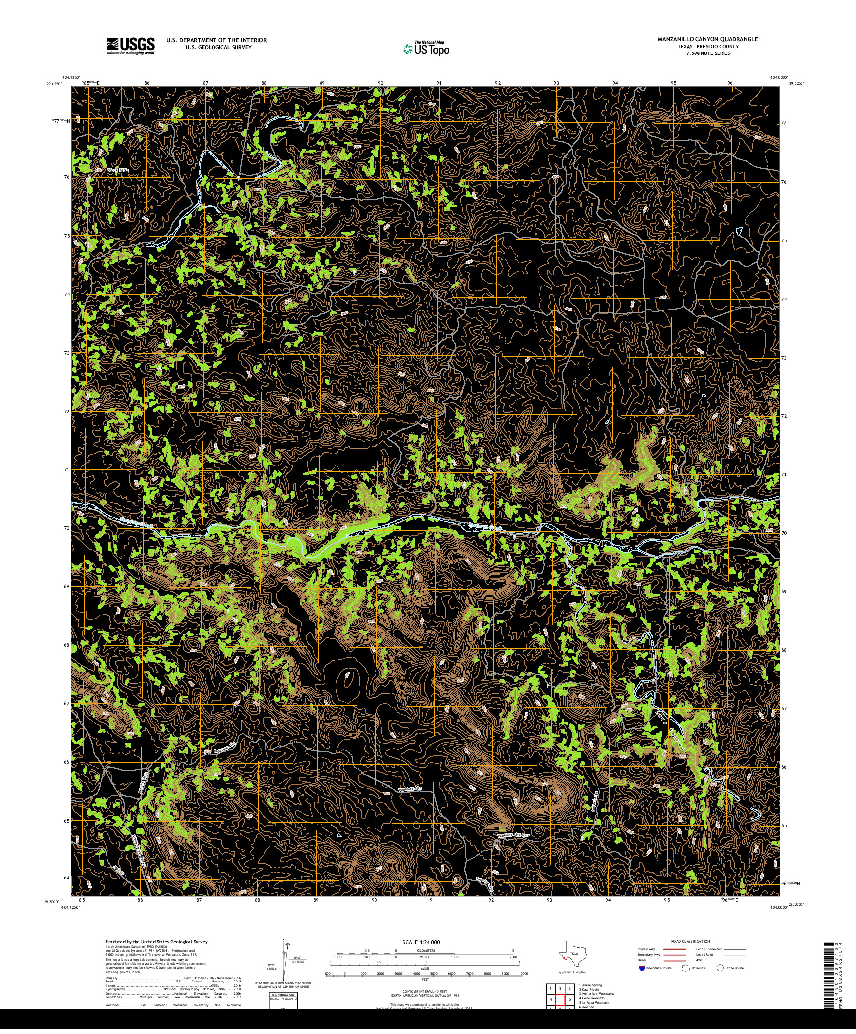 USGS US TOPO 7.5-MINUTE MAP FOR MANZANILLO CANYON, TX 2019