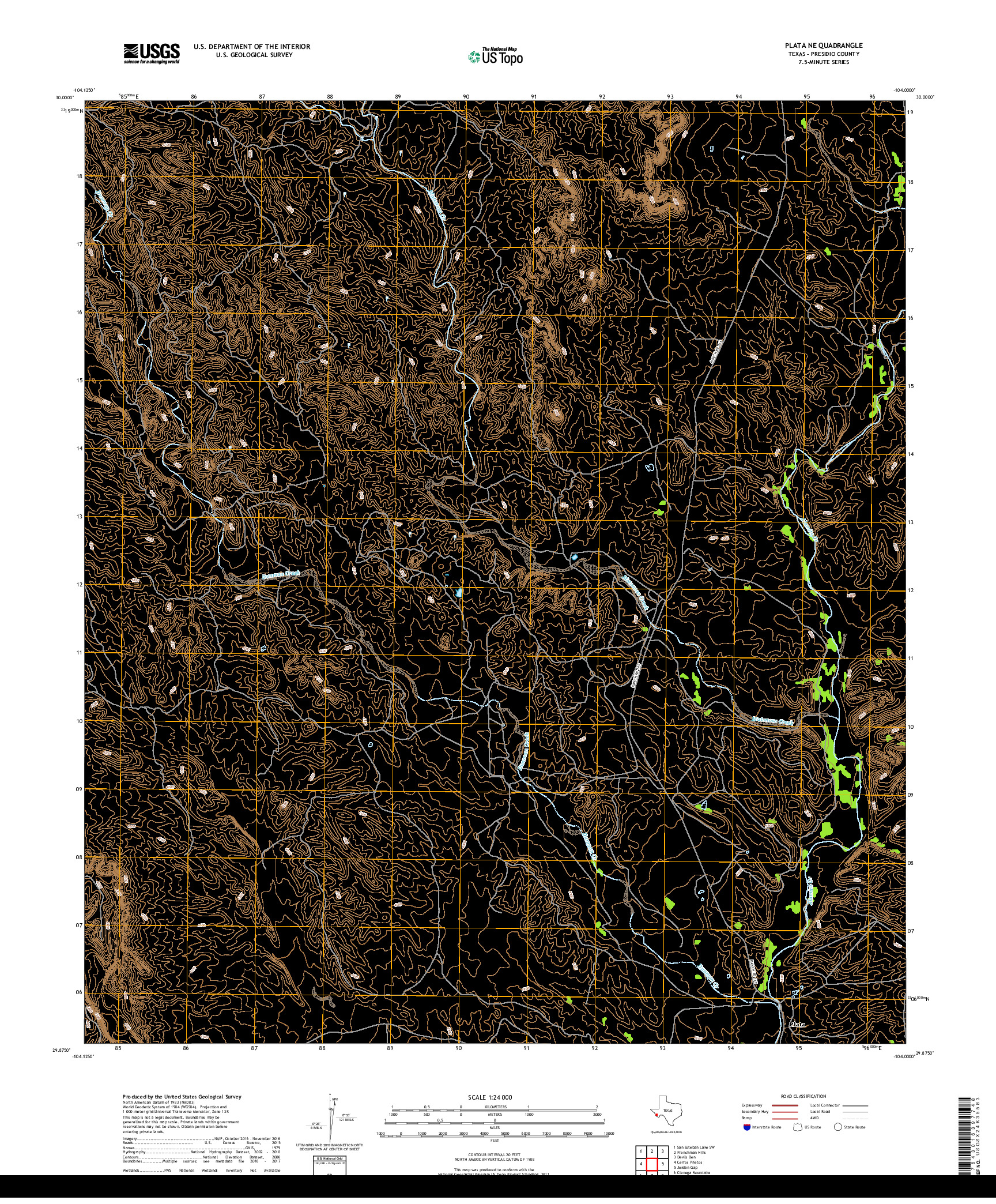 USGS US TOPO 7.5-MINUTE MAP FOR PLATA NE, TX 2019