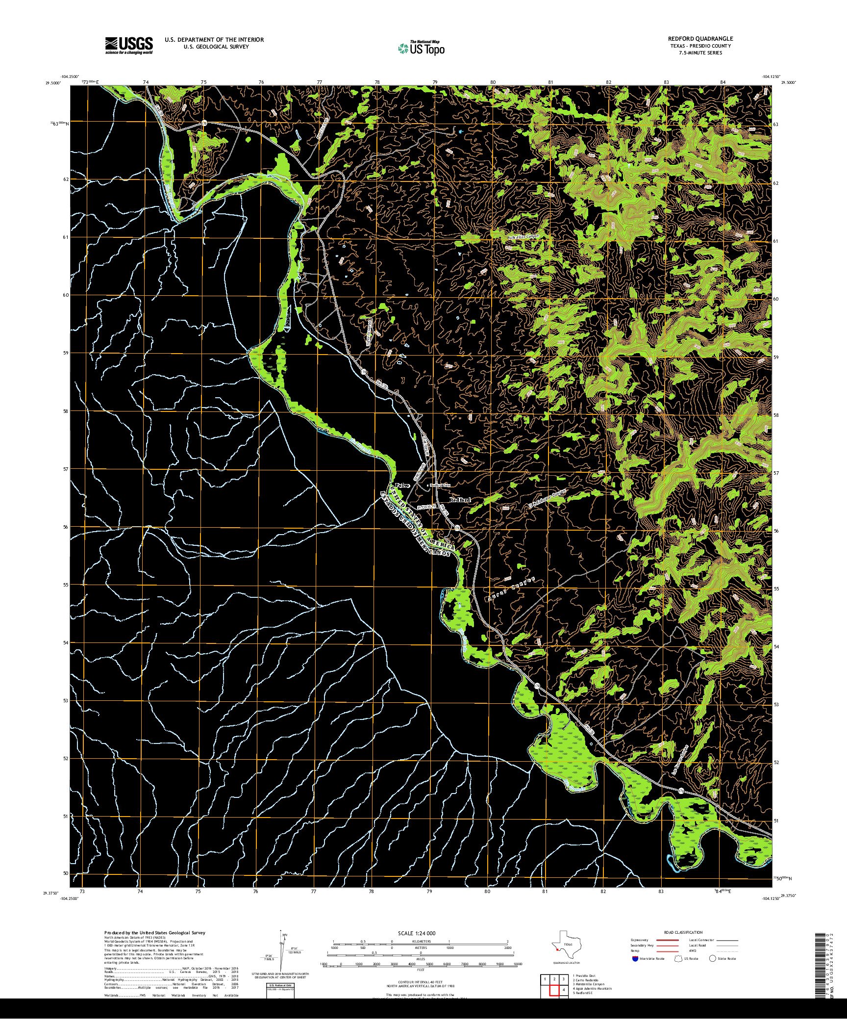 USGS US TOPO 7.5-MINUTE MAP FOR REDFORD, TX,CHH 2019