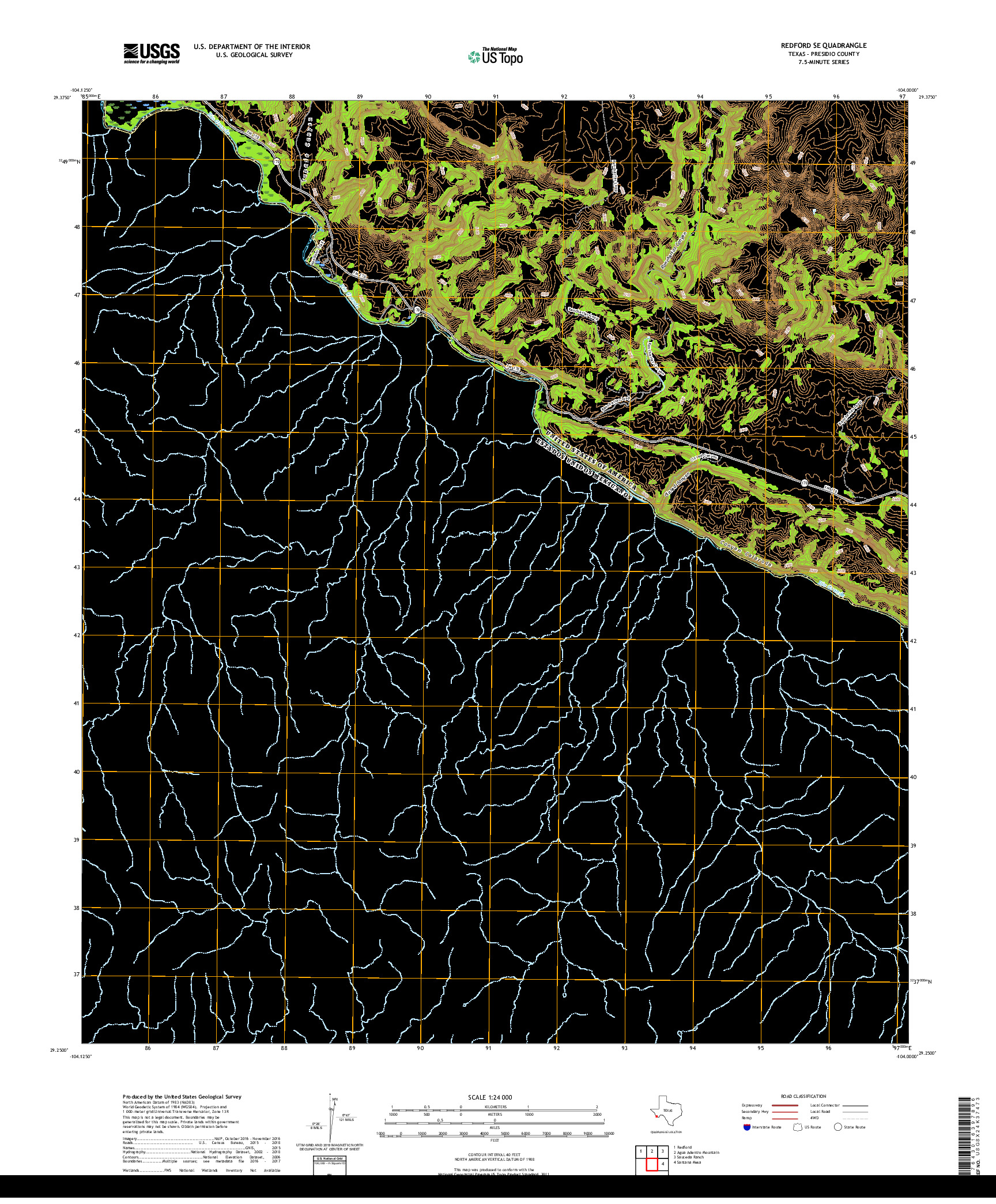 USGS US TOPO 7.5-MINUTE MAP FOR REDFORD SE, TX,CHH 2019