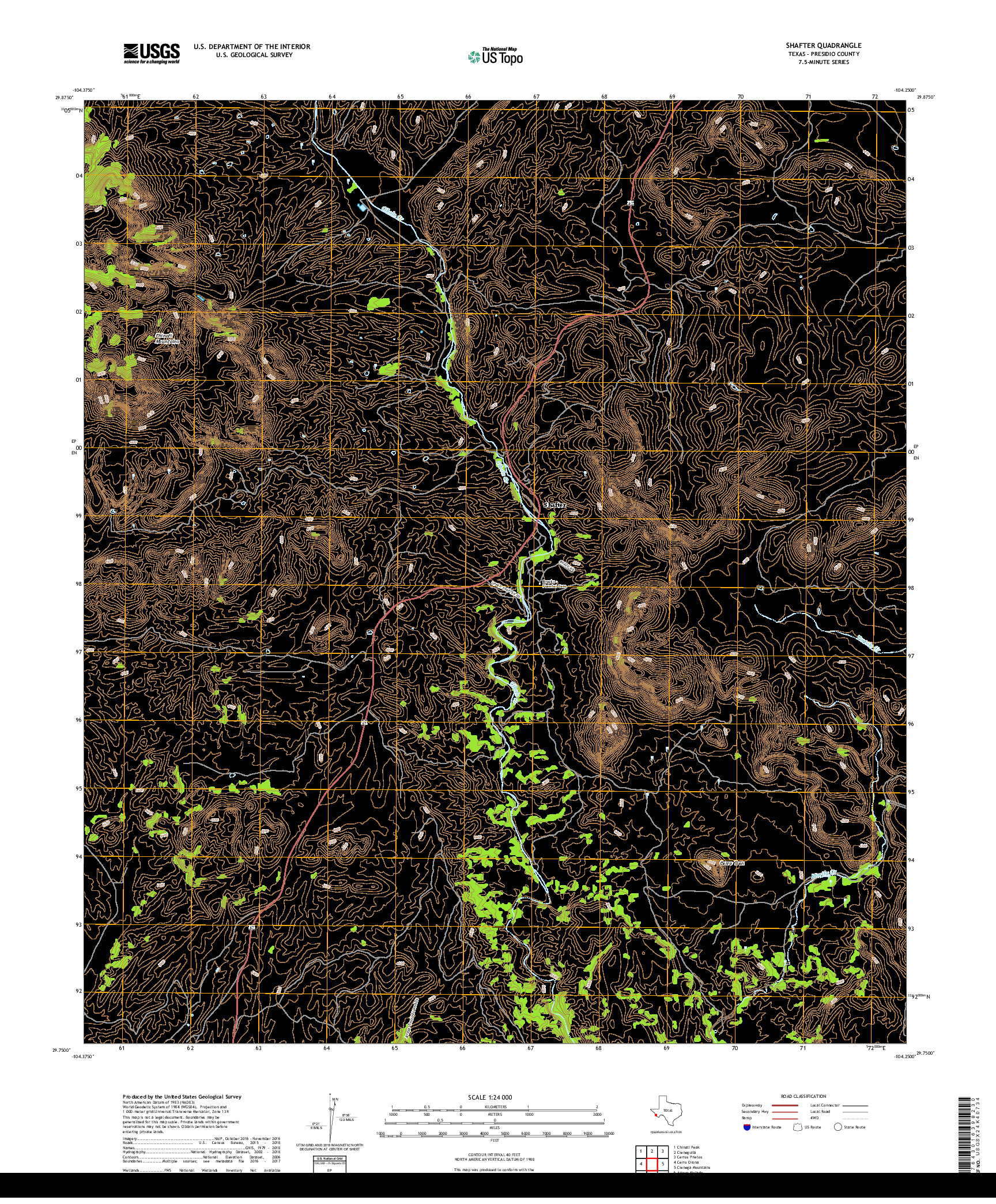 USGS US TOPO 7.5-MINUTE MAP FOR SHAFTER, TX 2019