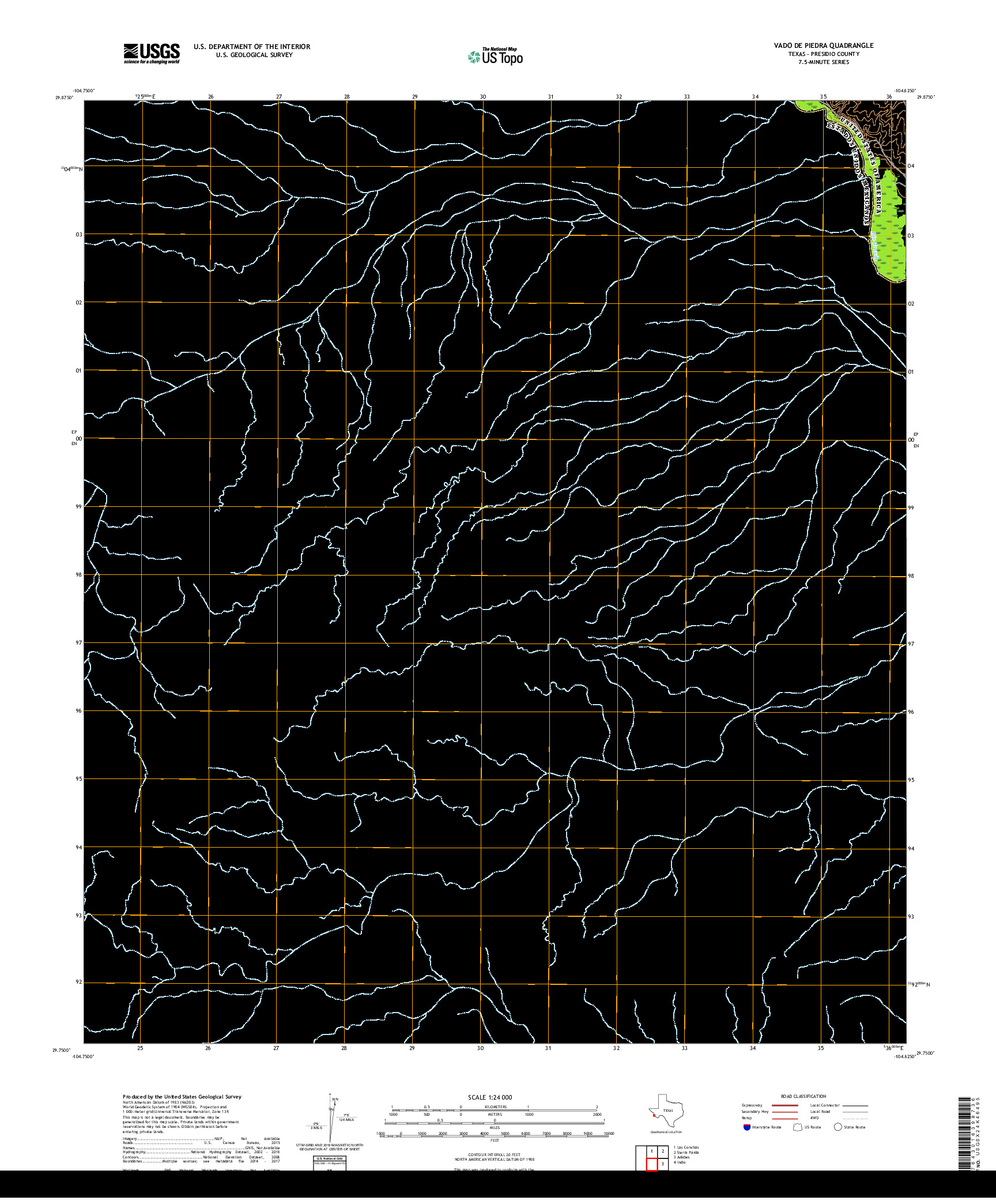 USGS US TOPO 7.5-MINUTE MAP FOR VADO DE PIEDRA, TX,CHH 2019