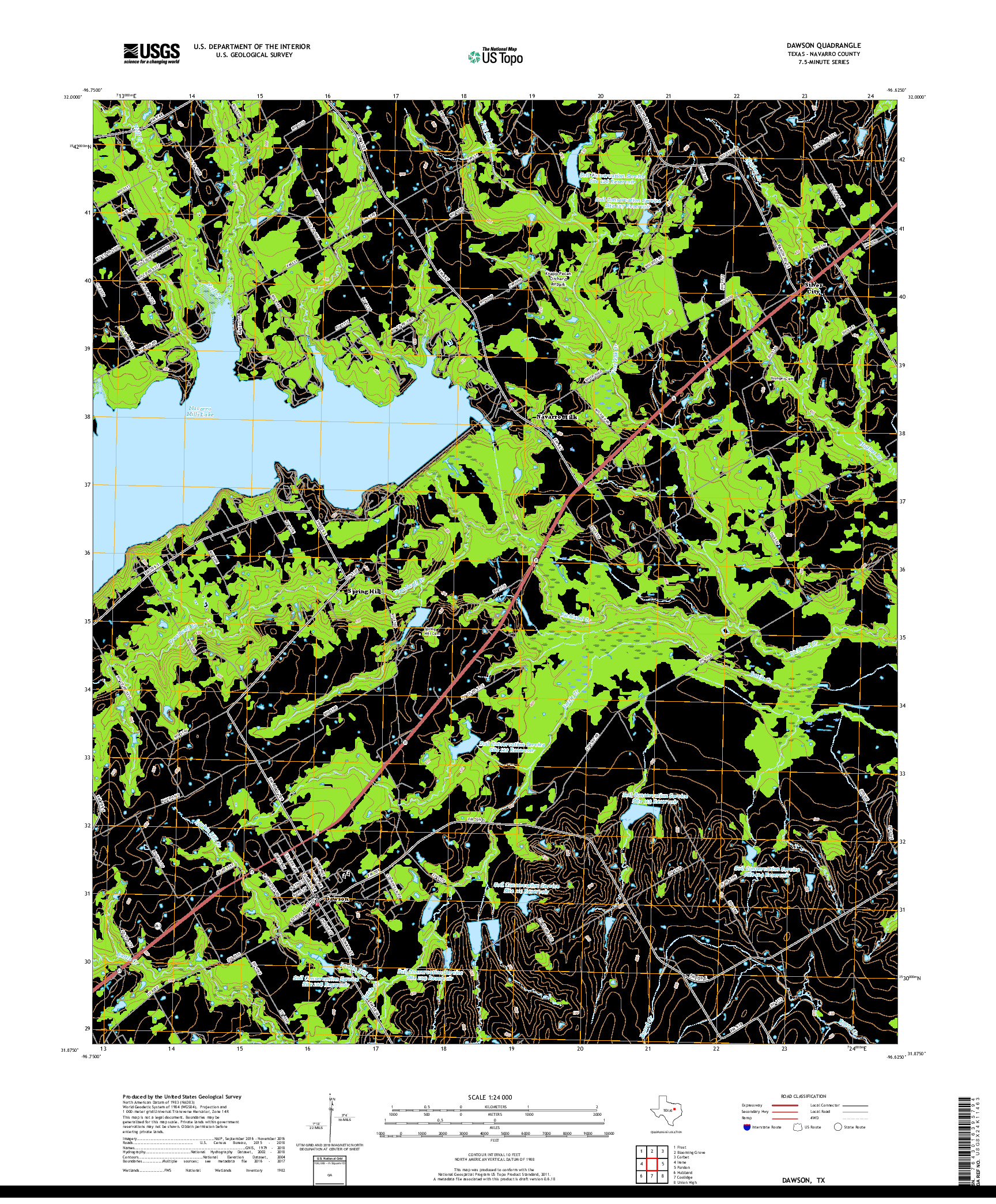 USGS US TOPO 7.5-MINUTE MAP FOR DAWSON, TX 2019