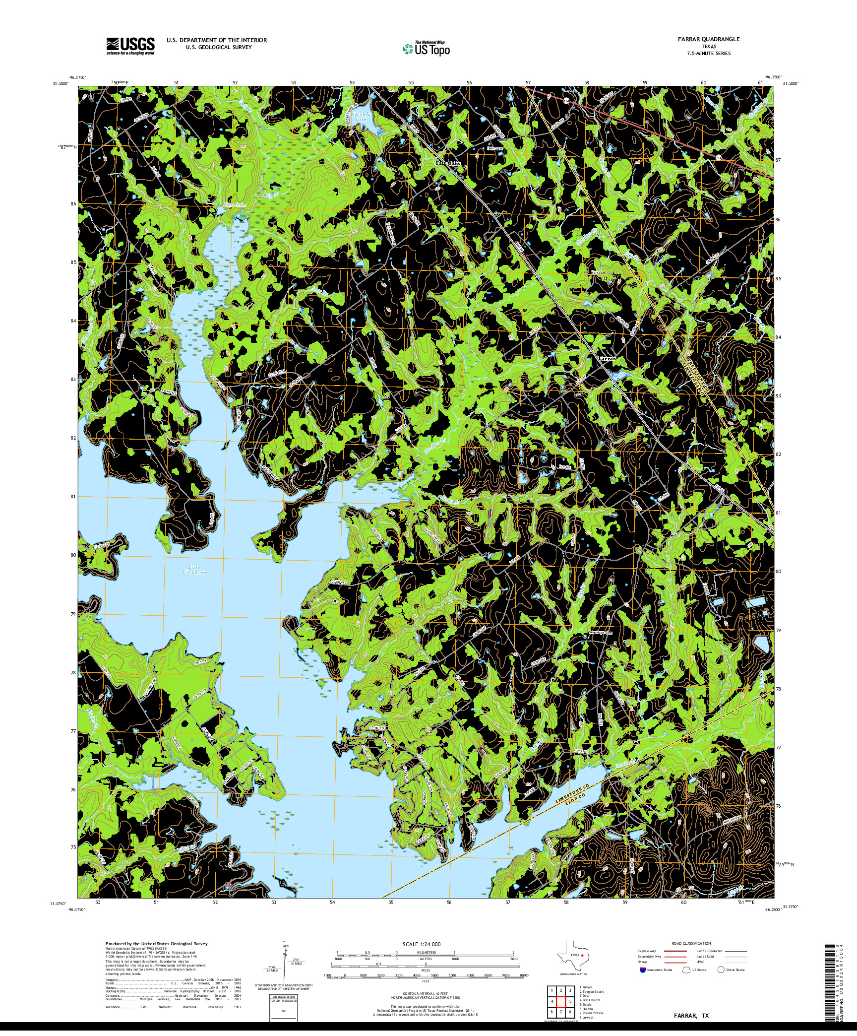 USGS US TOPO 7.5-MINUTE MAP FOR FARRAR, TX 2019