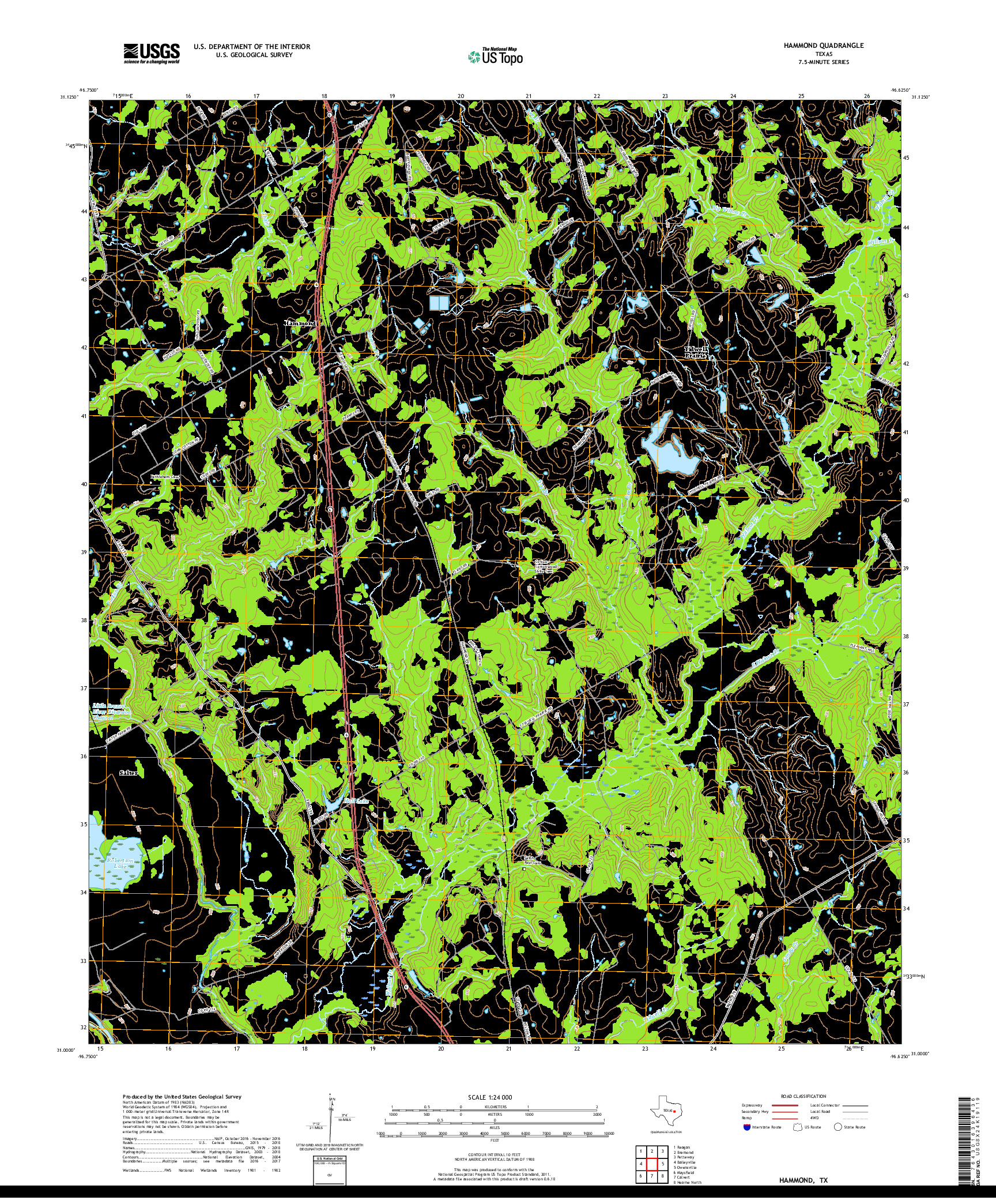 USGS US TOPO 7.5-MINUTE MAP FOR HAMMOND, TX 2019