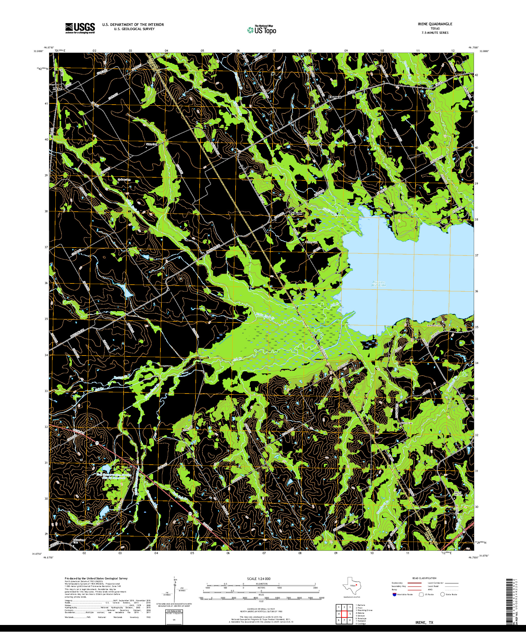 USGS US TOPO 7.5-MINUTE MAP FOR IRENE, TX 2019