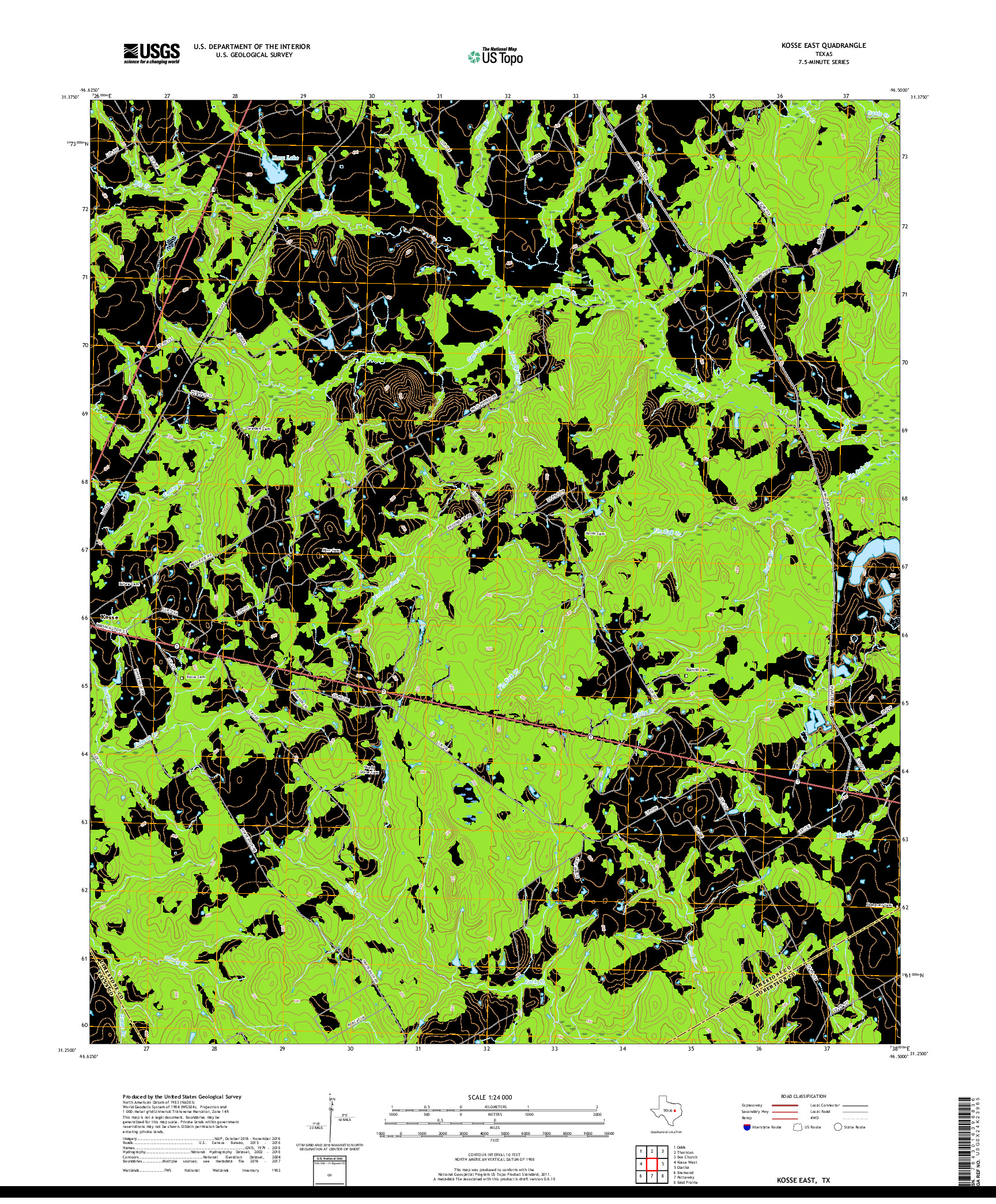 USGS US TOPO 7.5-MINUTE MAP FOR KOSSE EAST, TX 2019