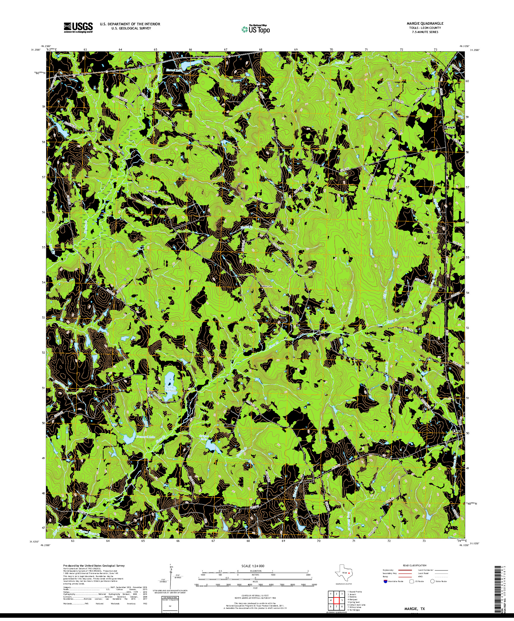 USGS US TOPO 7.5-MINUTE MAP FOR MARGIE, TX 2019