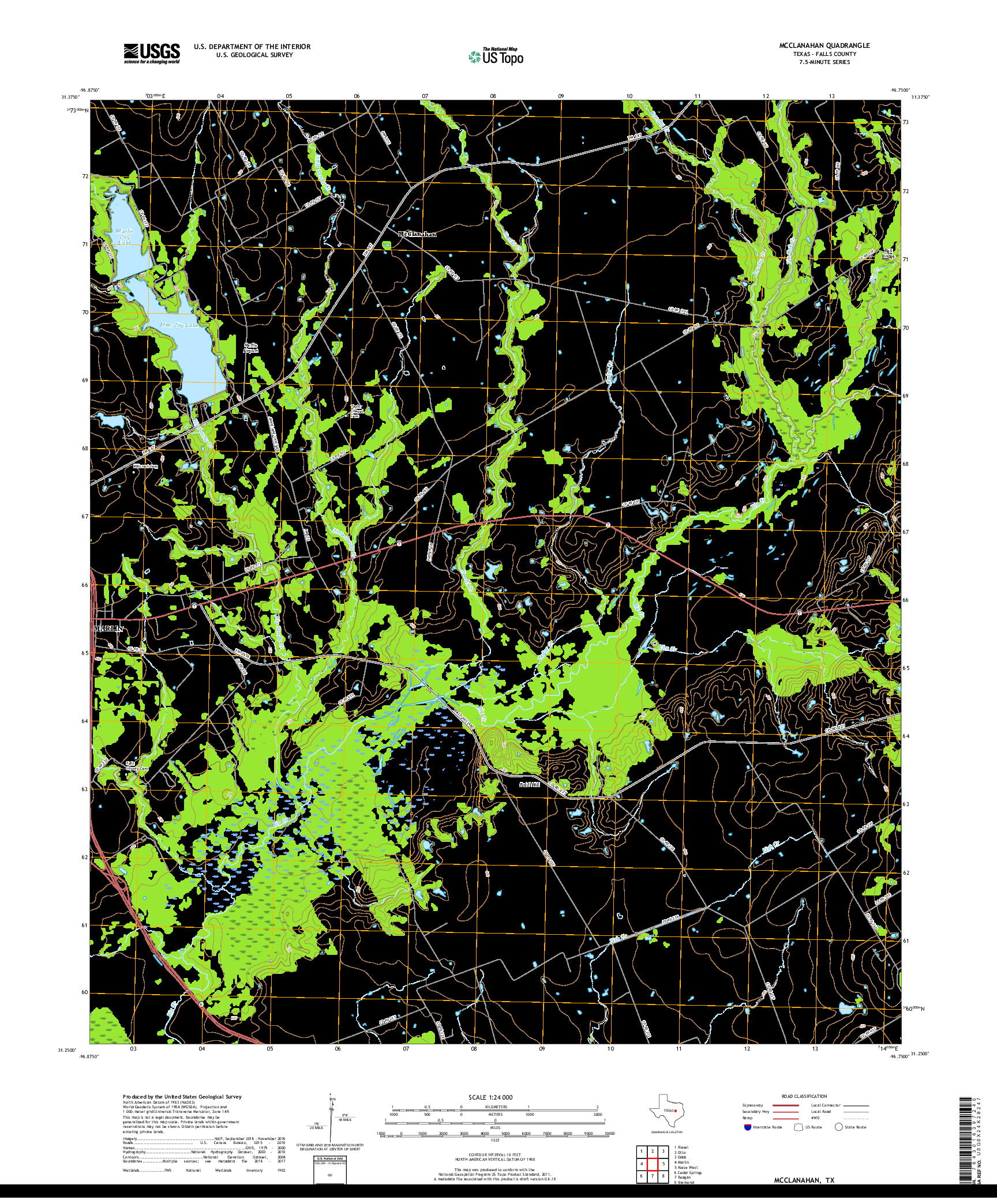 USGS US TOPO 7.5-MINUTE MAP FOR MCCLANAHAN, TX 2019