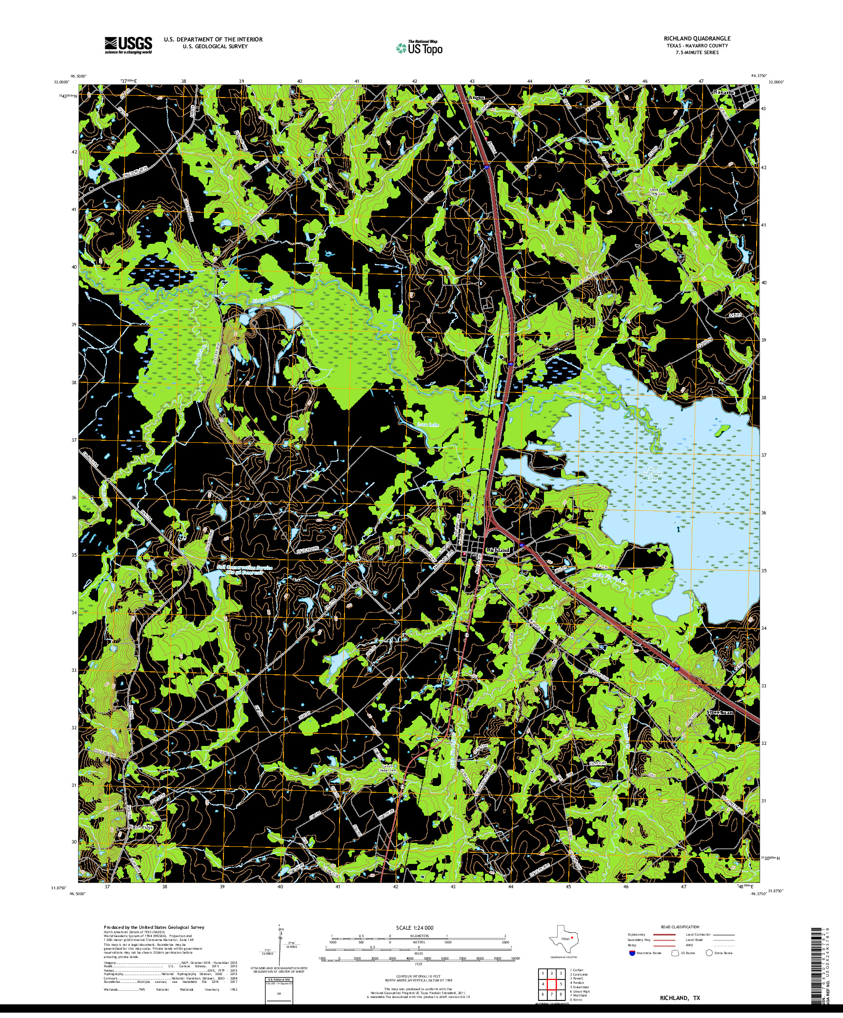 USGS US TOPO 7.5-MINUTE MAP FOR RICHLAND, TX 2019