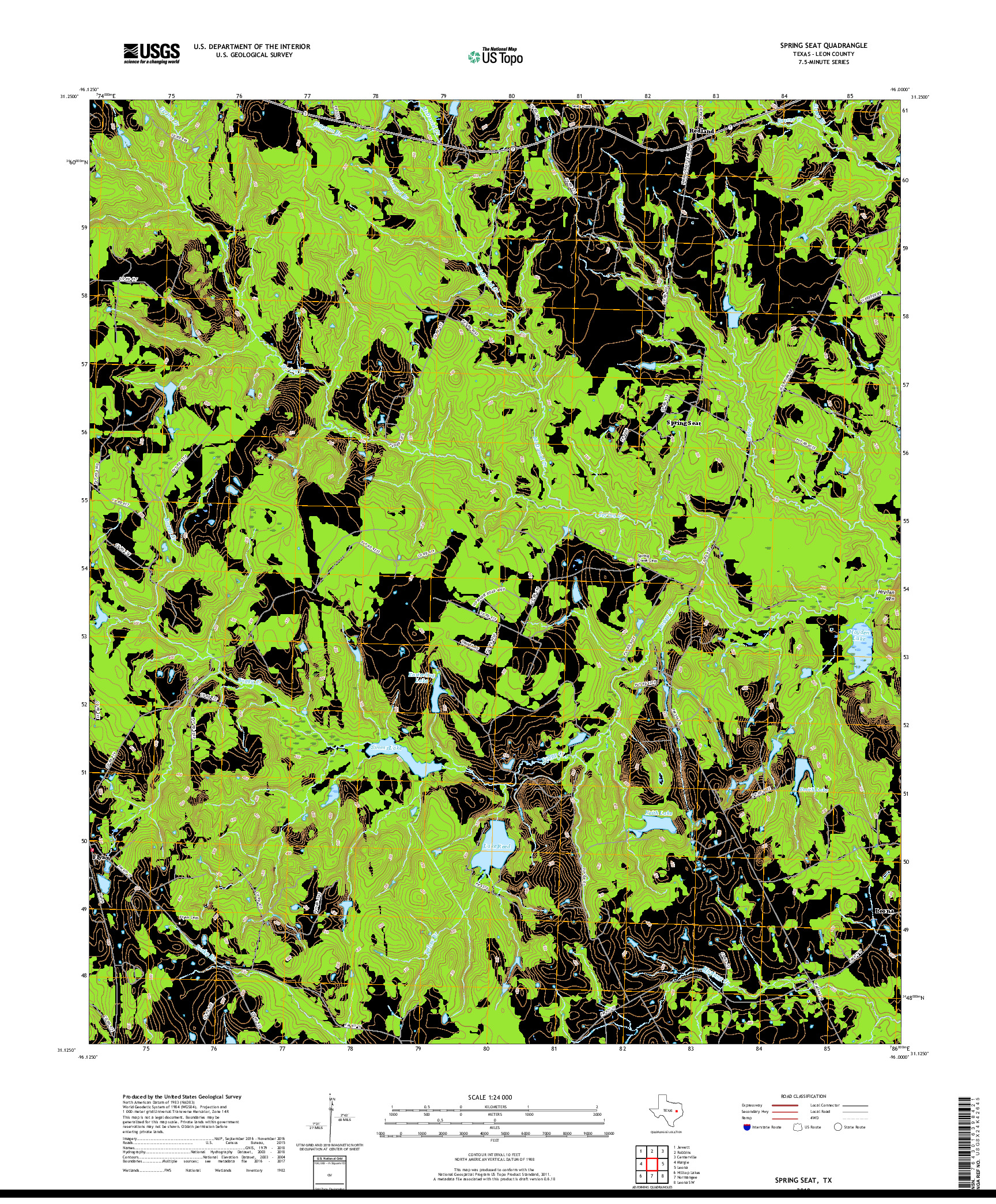 USGS US TOPO 7.5-MINUTE MAP FOR SPRING SEAT, TX 2019