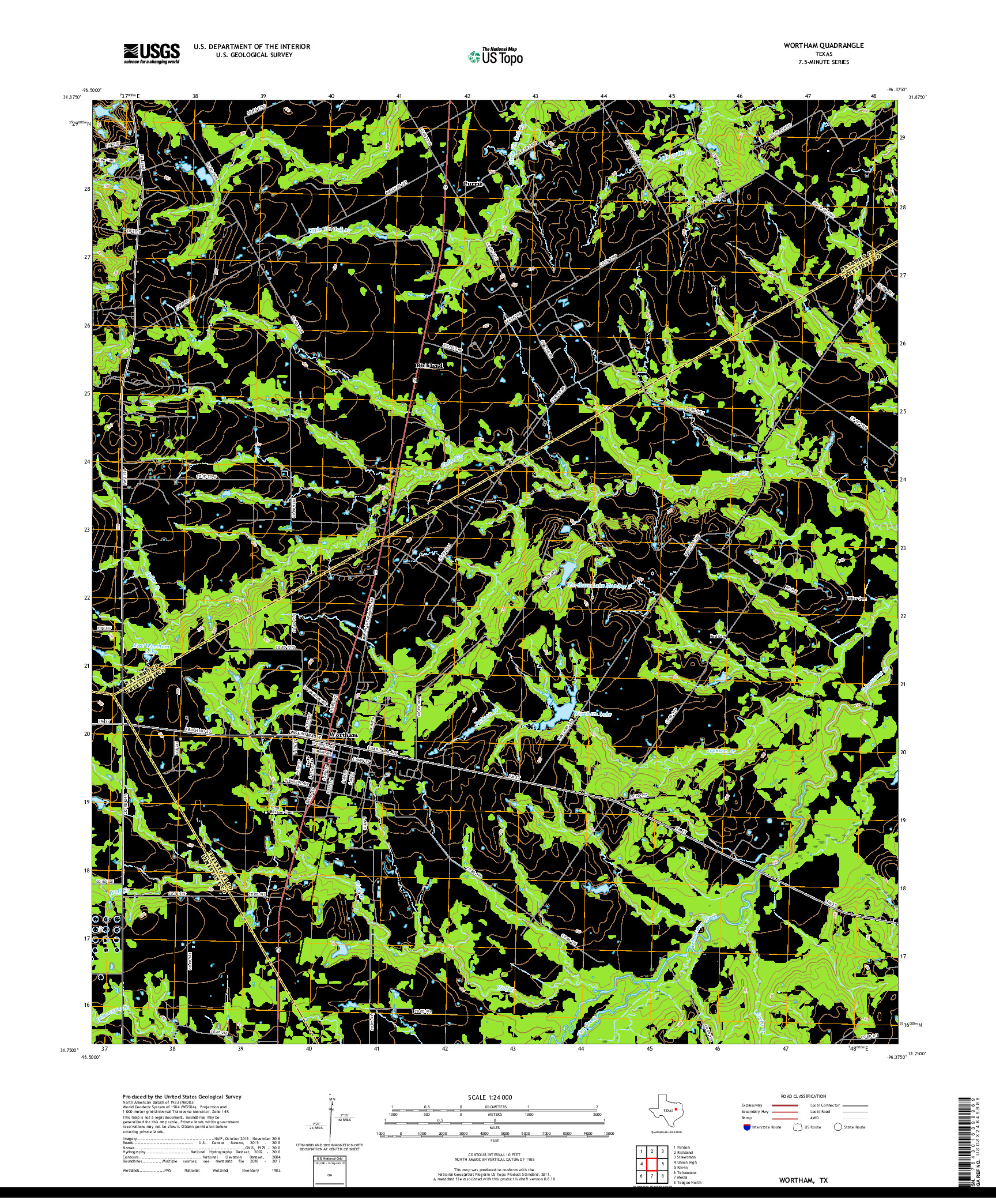 USGS US TOPO 7.5-MINUTE MAP FOR WORTHAM, TX 2019